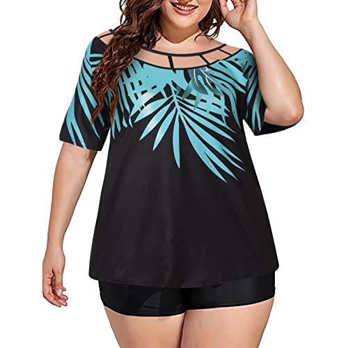 Women's Plus Size Summer Casual Shirts - Half Sleeve Round Neck Loose Fit Blouse with Leaf Print | Perfect for Beach Outings, Vacation Wear & Everyday Comfort