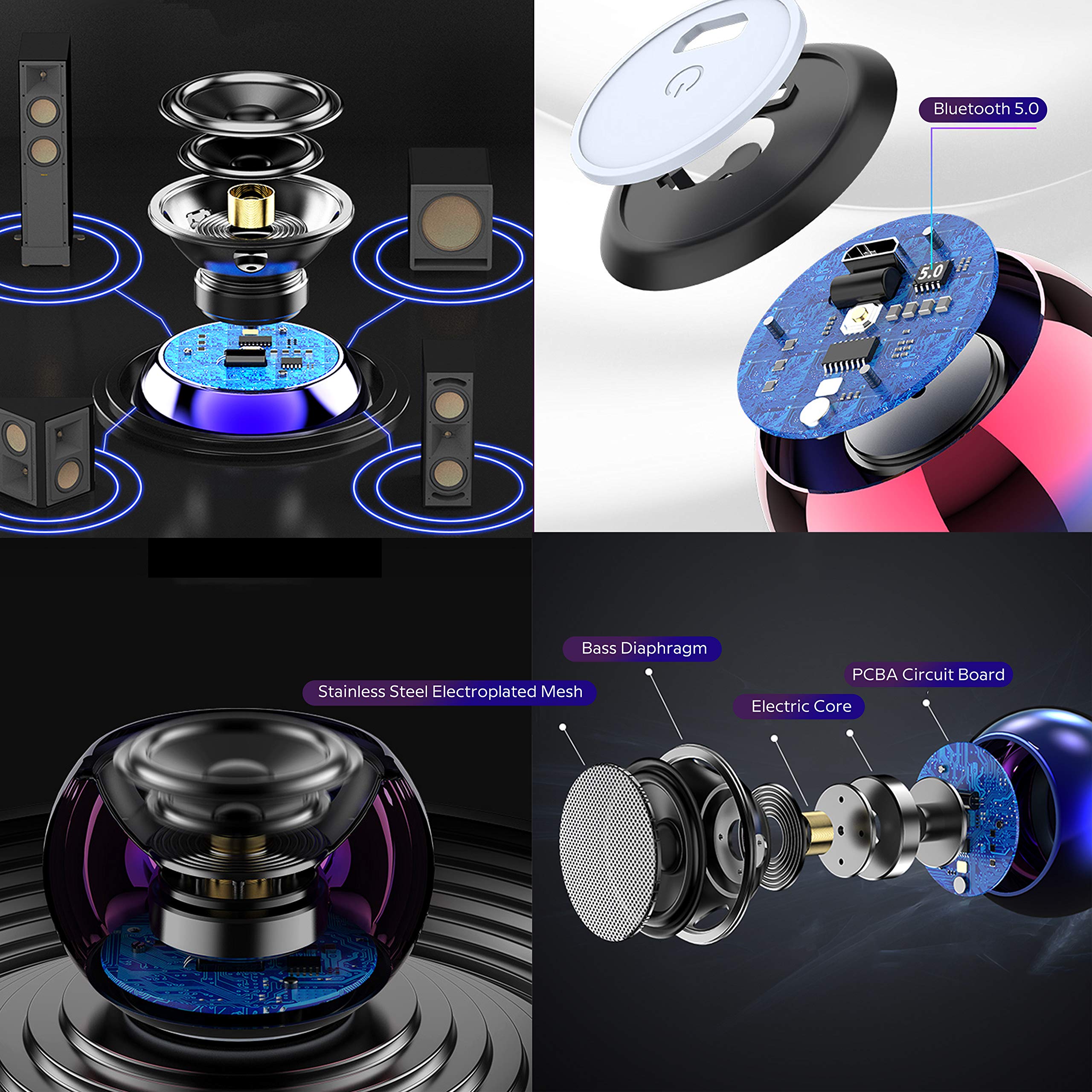 Premium TWS Wireless Bluetooth Speakers - Portable Mini Speaker with Big Bass, Stereo Pairing, Metal Case, Minimalist Design, Nylon Strap - Compatible with Echo Dot, iPhone, Android, iPad, Laptop - Perfect for Travel, Home, Office & Outdoor Parties