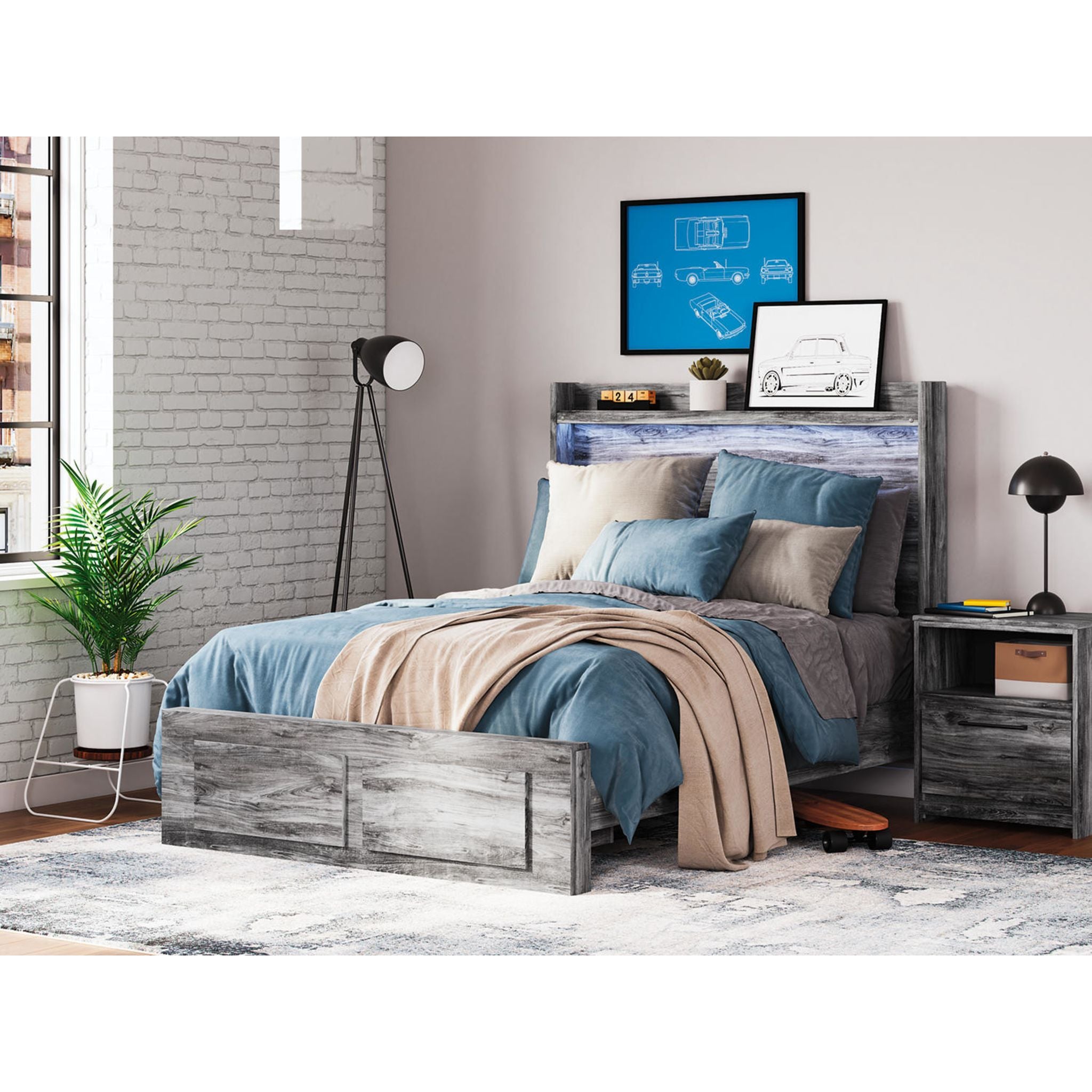 Baystorm Full Storage Bed Frame with Underbed Drawers - Gray - Perfect for Small Bedrooms & Guest Rooms