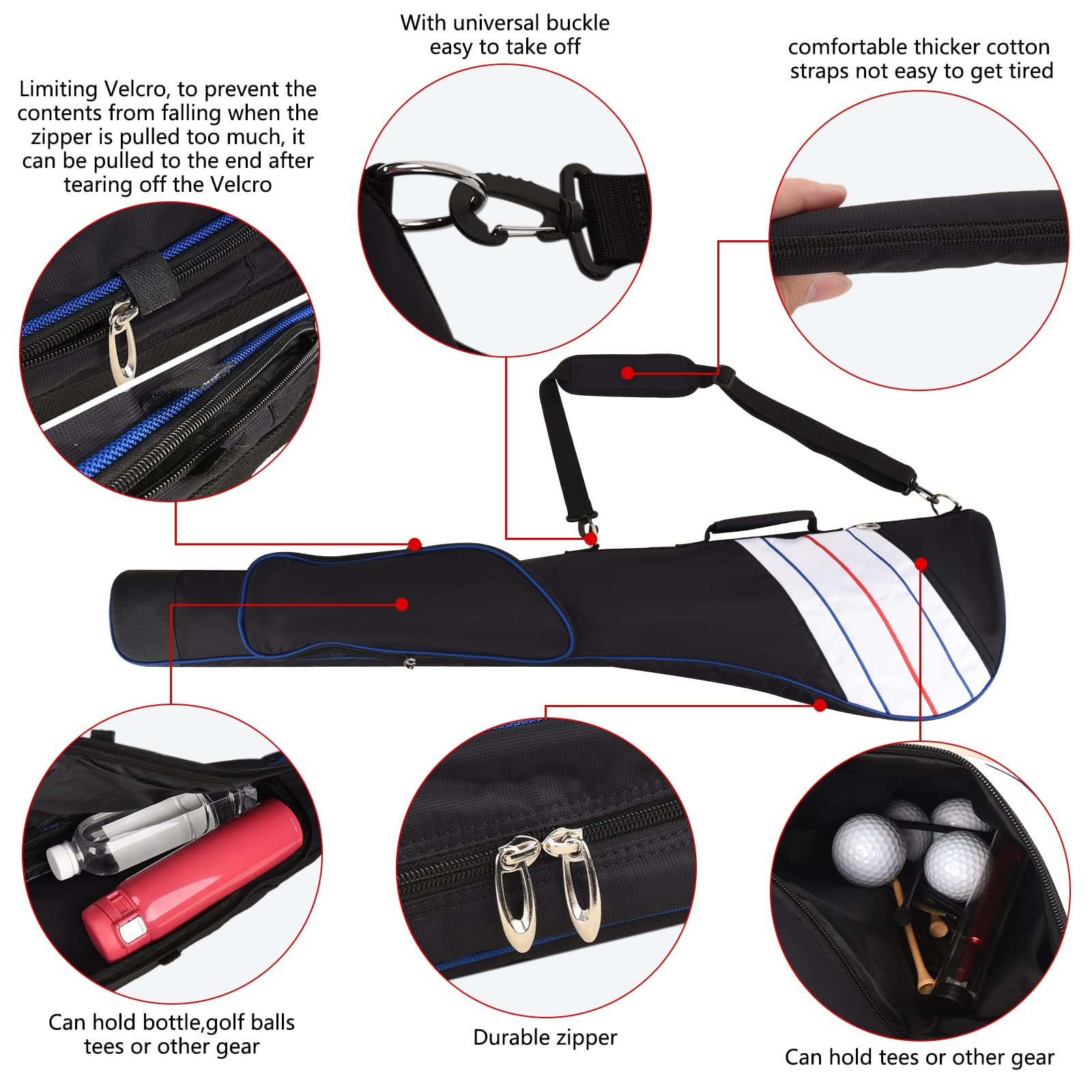 Lightweight Big Teeth Golf Sunday Bag for Driving Range & Practice | Small Par 3 Golf Bag with Carry Shoulder Strap | Foldable & Multi-Color | Perfect for Weekend Golfers & Club Storage