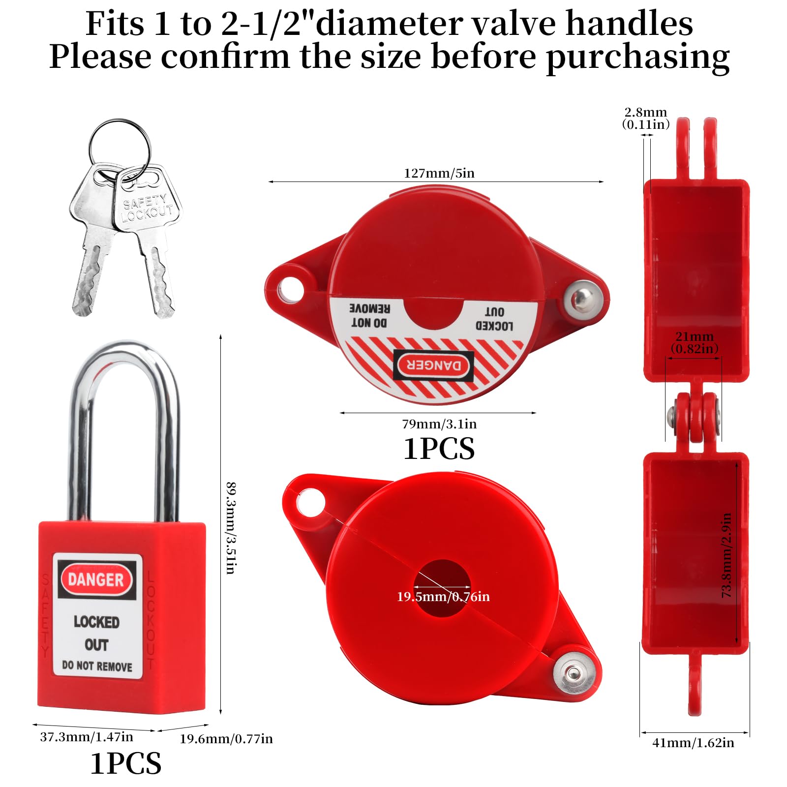 **Heavy Duty Gate Valve Lockout Device & Safety Padlock Set – Outdoor Faucet Lock for 1
