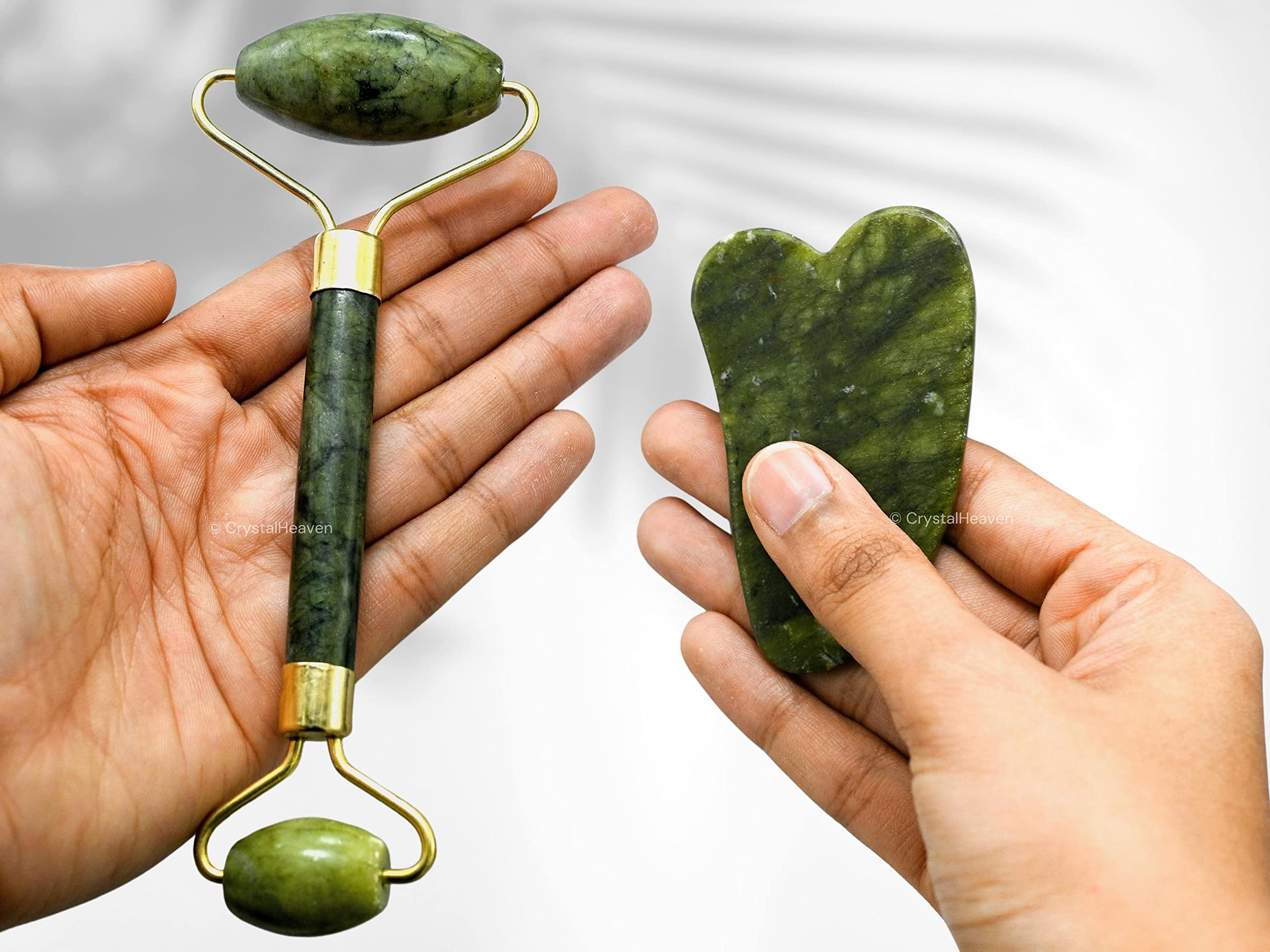 Certified Jade Roller and Gua Sha Set for Face Massage - Green Jade Facial Roller & Gua Sha Tool Combo for Women | Skincare, Anti-Aging, Puffiness Relief | Perfect for Morning Routine, Spa Day, and Self-Care Rituals