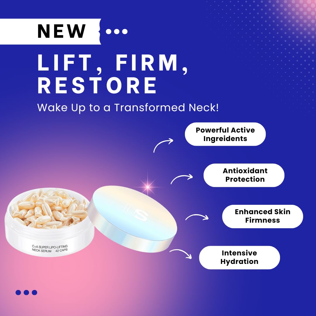 C+A Super Neck Serum (42 Capsules) - Anti-Aging Neck Cream for Wrinkles & Firming - Hydrating & Lifting Treatment for Women & Men - Perfect for Night Routine & Daily Skincare