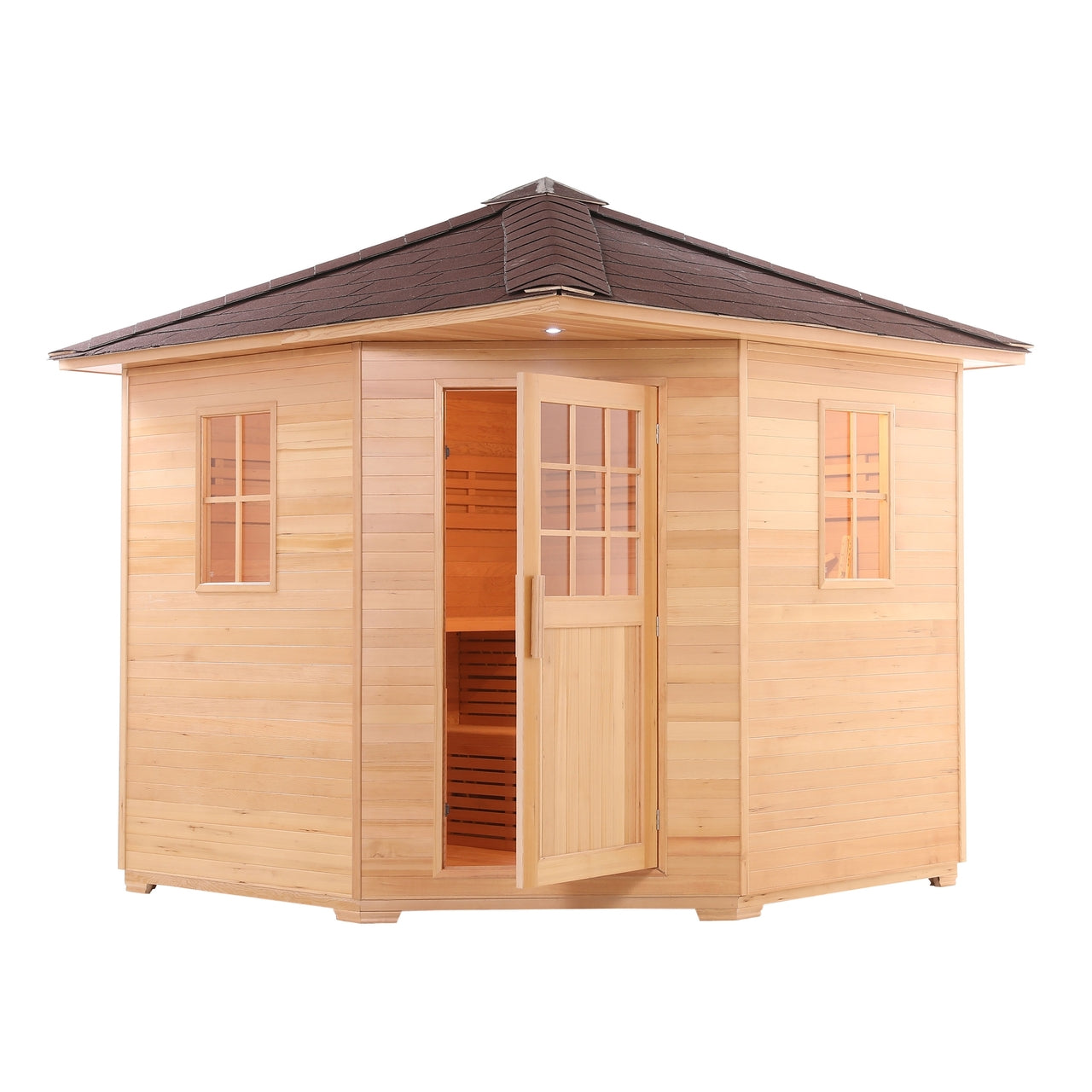 Premium Aleko Canadian Hemlock Wet & Dry Outdoor Sauna with Asphalt Roof - 6 kW ETL Certified Heater for 5 People | Perfect for Backyard Relaxation & Home Spa Experience