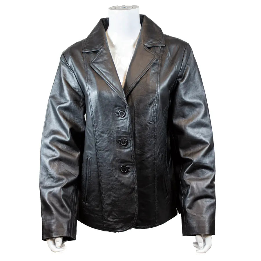 Stylish Women's Blazer Stitched Leather Jacket - Fashionable Office Wear & Evening Outfits for Professional Women