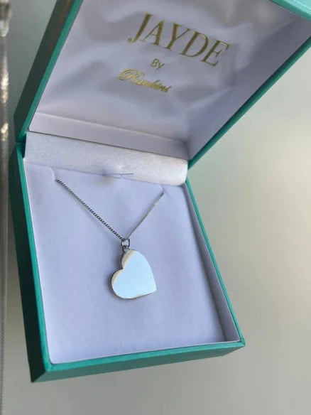 Jayde x Rankins My Heart White Gold Pendant Necklace - Elegant Jewelry Gift for Women, Perfect for Valentine's Day, Anniversary & Special Occasions