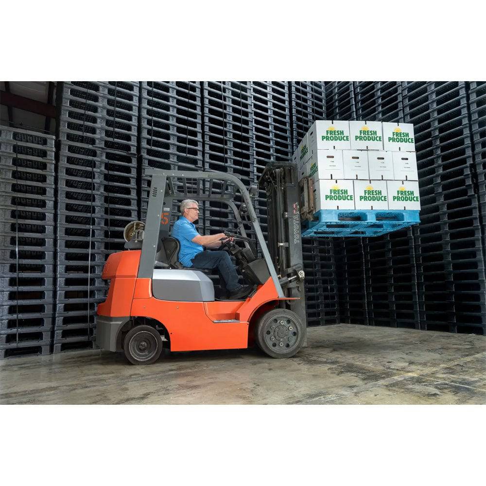 FDA Approved Heavy Duty Blue Plastic Pallet 40x48 Inches - 900 lb Racking Capacity (5 Pack) - Ideal for Warehouse Storage, Shipping & Industrial Use