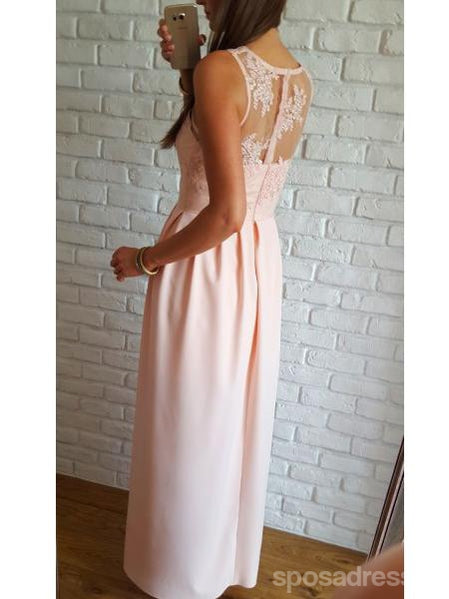 Elegant Pink V-Neck Lace Long Evening Dress with Side Slit for Prom, Wedding & Special Occasions - Style 17673