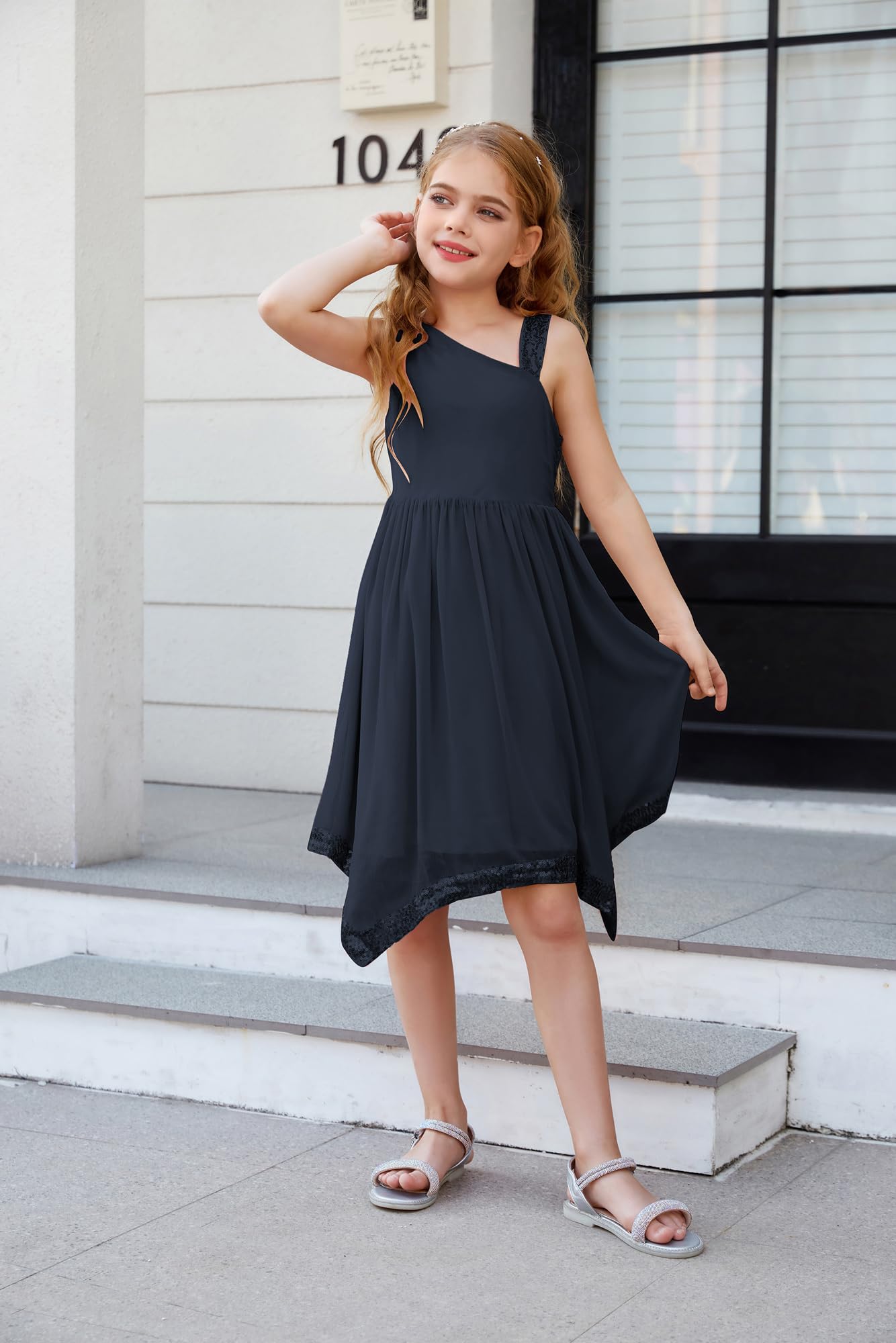 GRACE KARIN Girls One Shoulder Party Dress - Summer Formal Birthday Midi Dress for Kids Age 5-12 Years | Perfect for Weddings, Birthday Parties & Special Occasions
