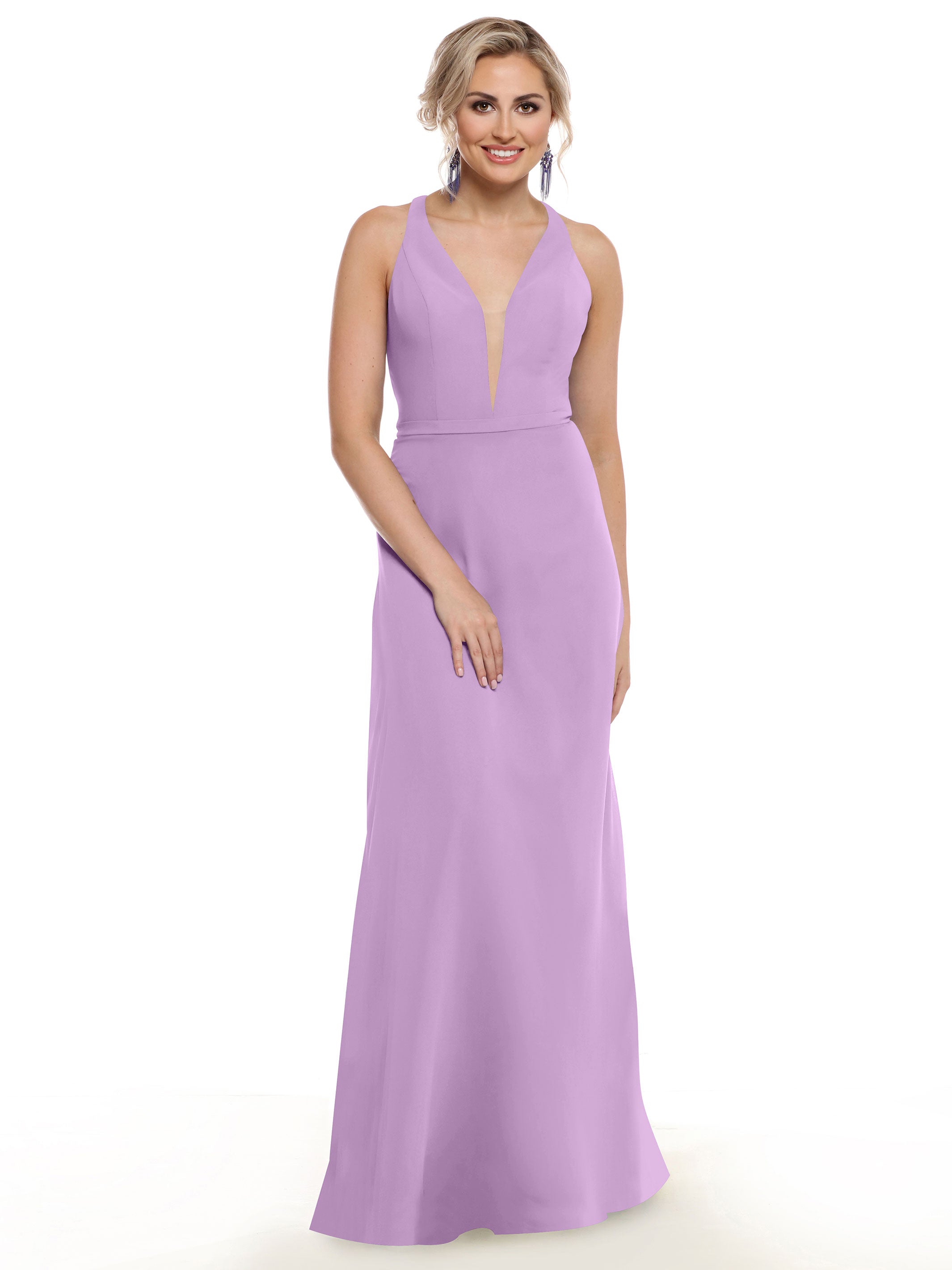 Elegant 80150 Chiffon A-Line Bridesmaid Dress with Plunging V-Neck & Intricate Back Detail - Perfect for Weddings, Formal Events & Special Occasions