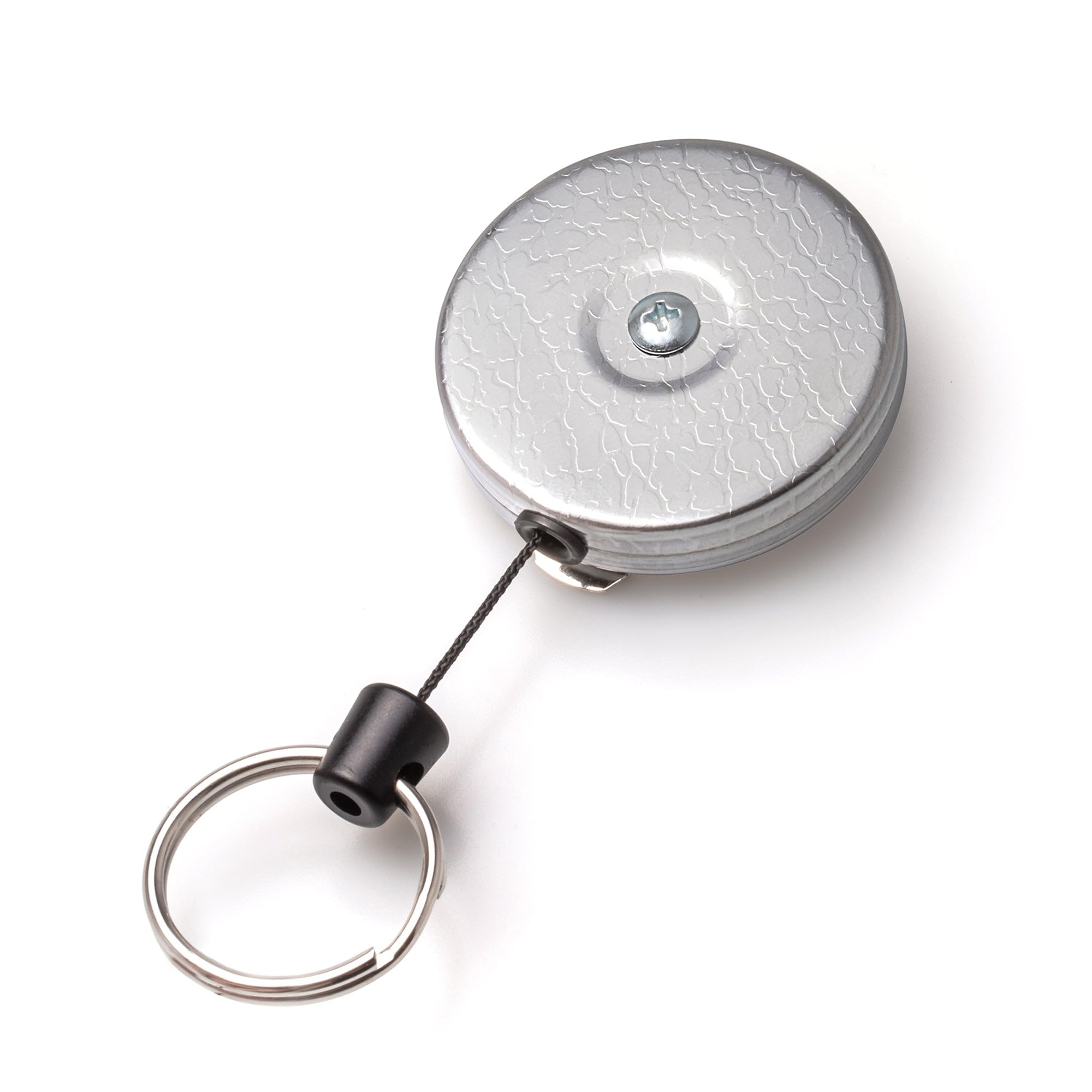 KEY-BAK Original Retractable Key Holder - Chrome Front, Steel Belt Clip & Split Ring | Secure Key Organizer for Home, Office, Car Keys & ID Badges