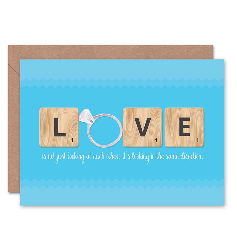 Wee Blue Coo Greeting Card - Birthday, Wedding & Love Scrabble Tile Design - Perfect for Anniversaries, Engagements & Romantic Gifts