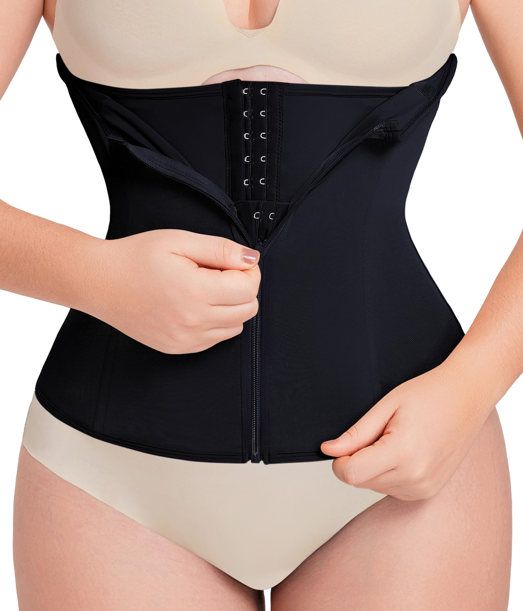MERYOSZ Women's Waist Trainer Corset - Tummy Control Shapewear with Zipper & Breathable Design for Body Shaping, Posture Support & Workouts | Perfect for Gym, Daily Wear & Special Occasions
