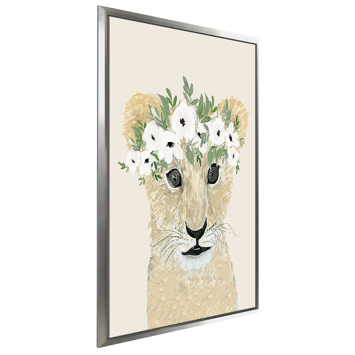 Little Lion Print Floating Canvas Wall Art - Modern Home Decor for Living Room, Bedroom & Nursery