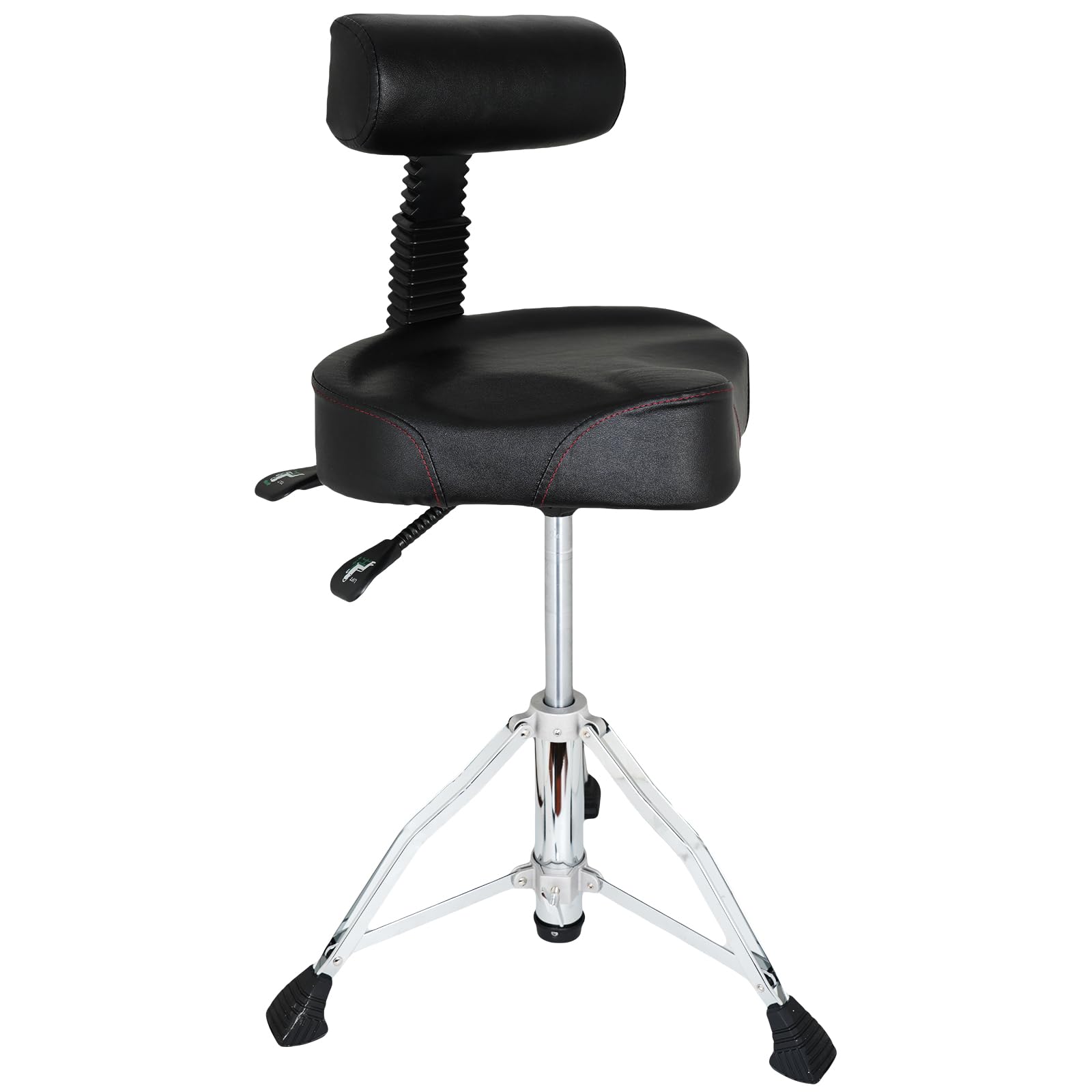 Premium Adjustable Air-Lift Drum Throne with Backrest - Heavy Duty Hydraulic Drum Stool for Professional Drummers - Motorcycle Style Seat for Comfort & Stability - Perfect for Studio Recording, Live Performances & Drum Practice Sessions