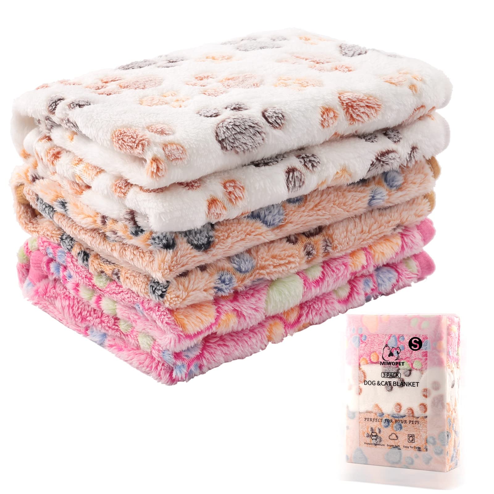3 Pack Soft & Warm Fleece Flannel Pet Blanket for Cats and Dogs - Cozy Sleep Mat for Puppies, Kittens, Small Pets (23