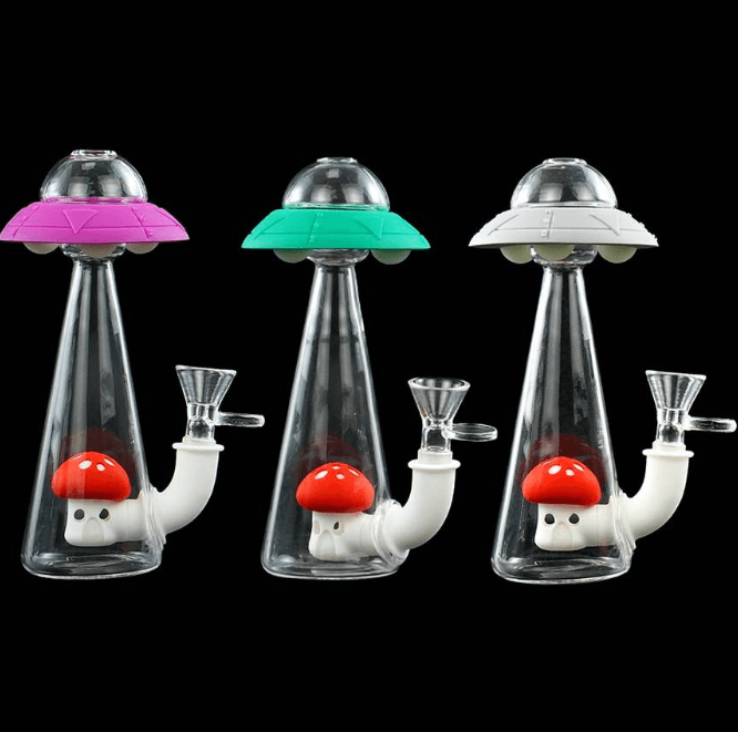 Premium UFO-Shaped Glass Bong with Silicone Base - Portable & Durable Water Pipe for Smooth Smoking - Perfect for Home Use, Travel, and Outdoor Adventures