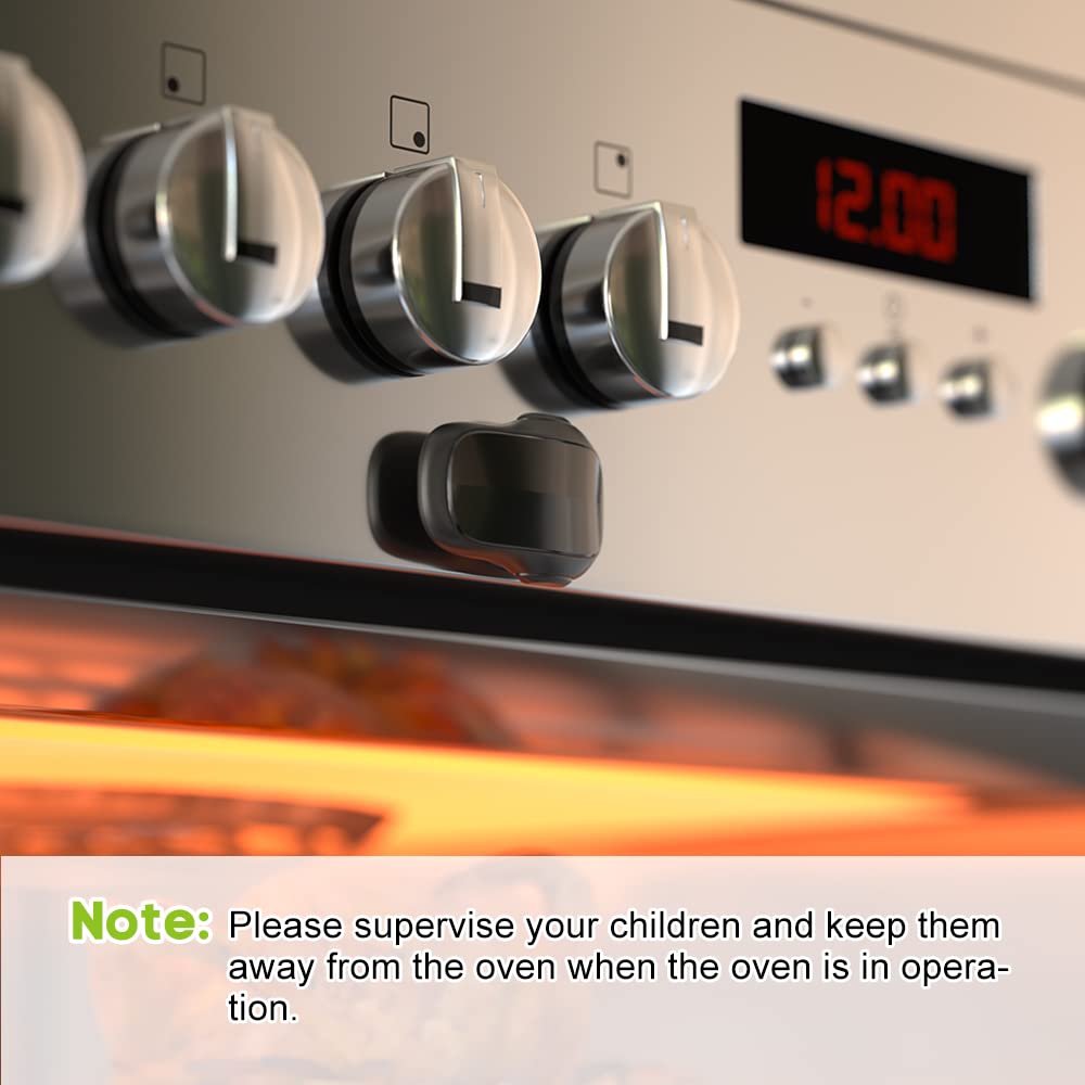 SAFELON Baby Safety Oven Door Lock - 1 Pack Double Button Child Proof Oven Latch for Kitchen, Stove & Appliance Safety (Black) - Prevent Toddler Burns & Keep Kids Safe While Cooking