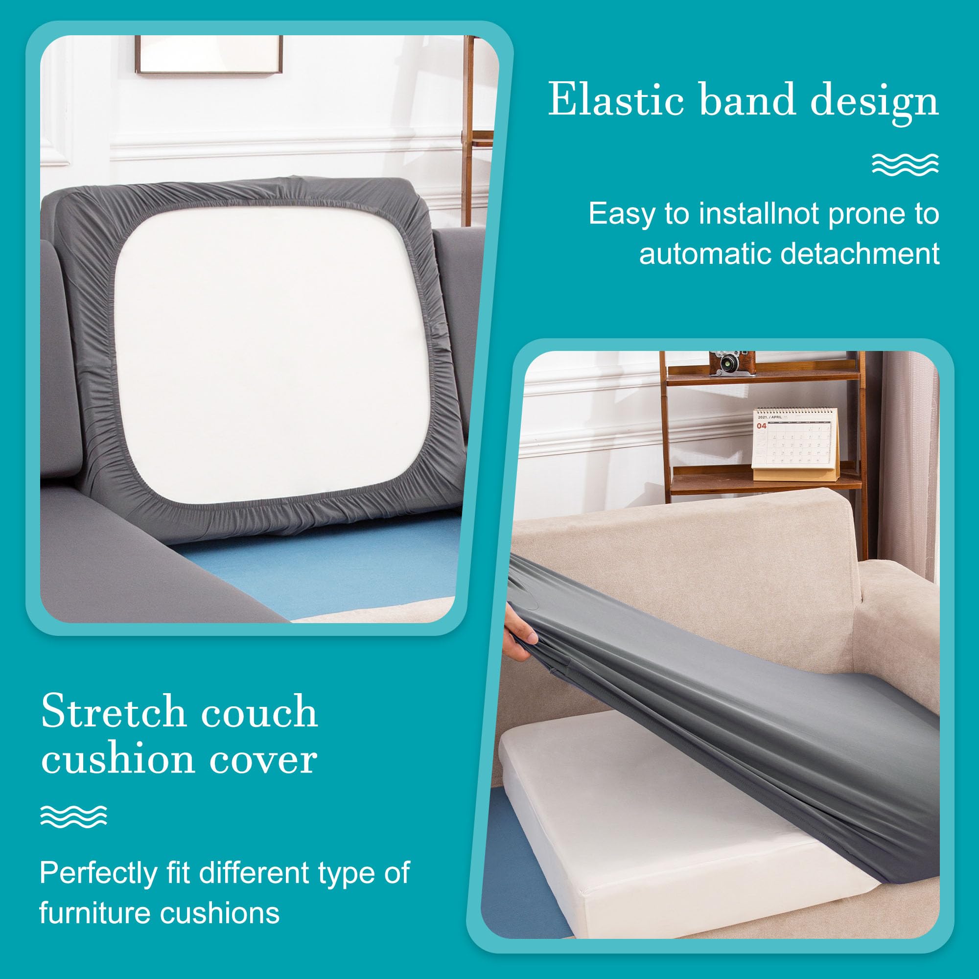 12Pcs Stretch Patio Cushion Covers - Waterproof Outdoor Sofa Slipcovers, Washable Furniture Protector for Patio Chairs, Couches & Sectionals (Grey, Cover Only) - Perfect for Backyard, Deck & Poolside Relaxation