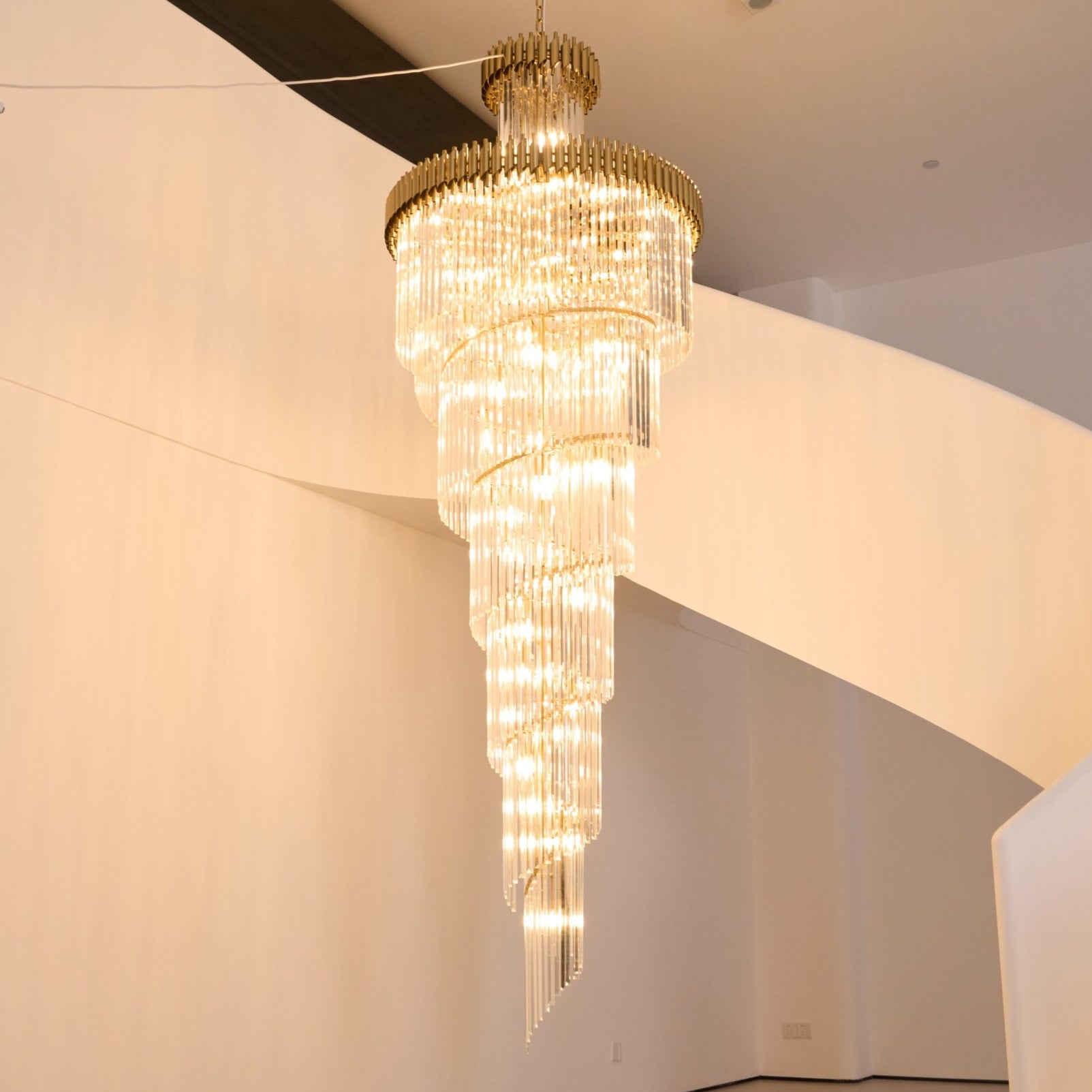 Elegant Crystal Spiral Chandelier - Modern Ceiling Light Fixture for Dining Room, Living Room & Bedroom Decor | Energy Efficient LED Lighting for Home & Office