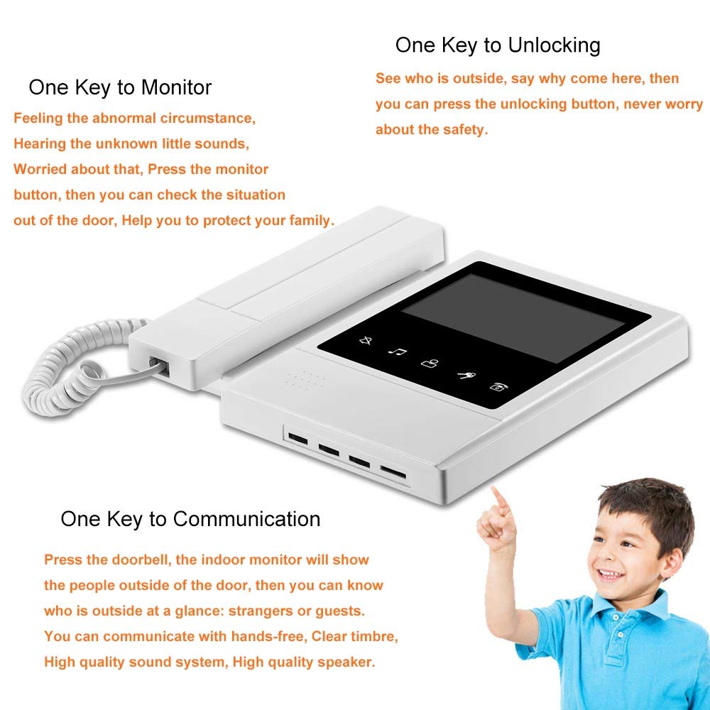 4.3 Inch Touch Screen Video Door Phone System - Wired Video Intercom Doorbell Kit with IR Night Vision Camera & 2 Telephone Style Doorphones | Home Security & Smart Access Control for Apartments, Villas, and Gated Communities