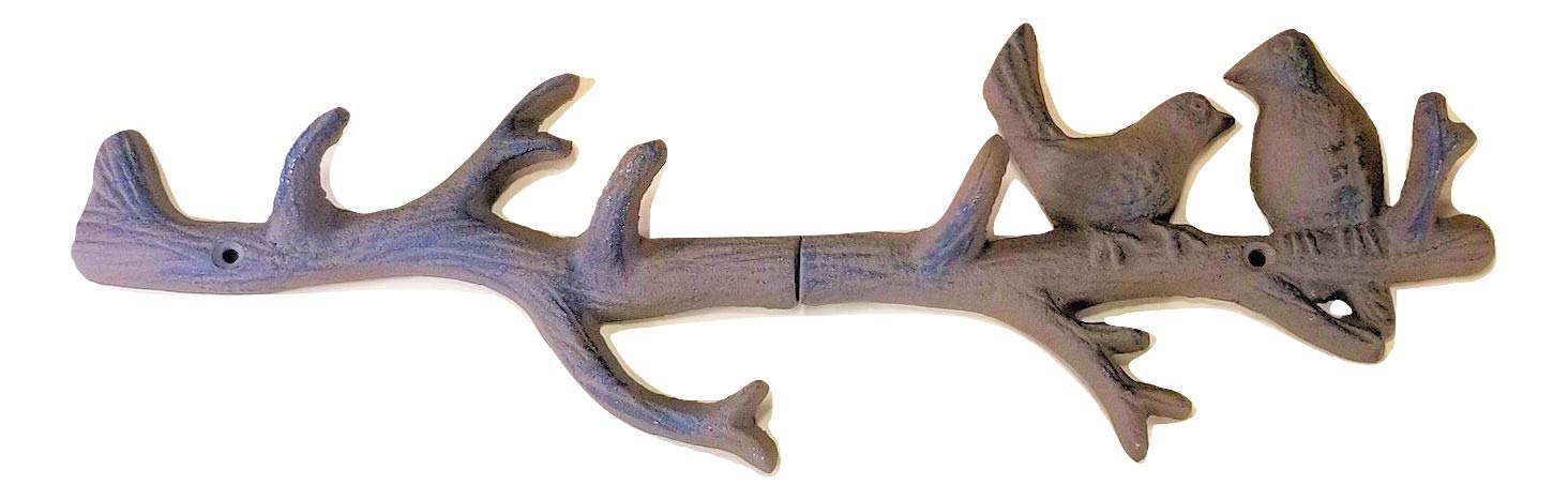 Vintage Cast Iron Coat Hook Rack with Birds on Tree Branch Design - Wall Mounted Entryway Organizer for Hats, Coats & Keys | Perfect for Farmhouse, Rustic Home Decor