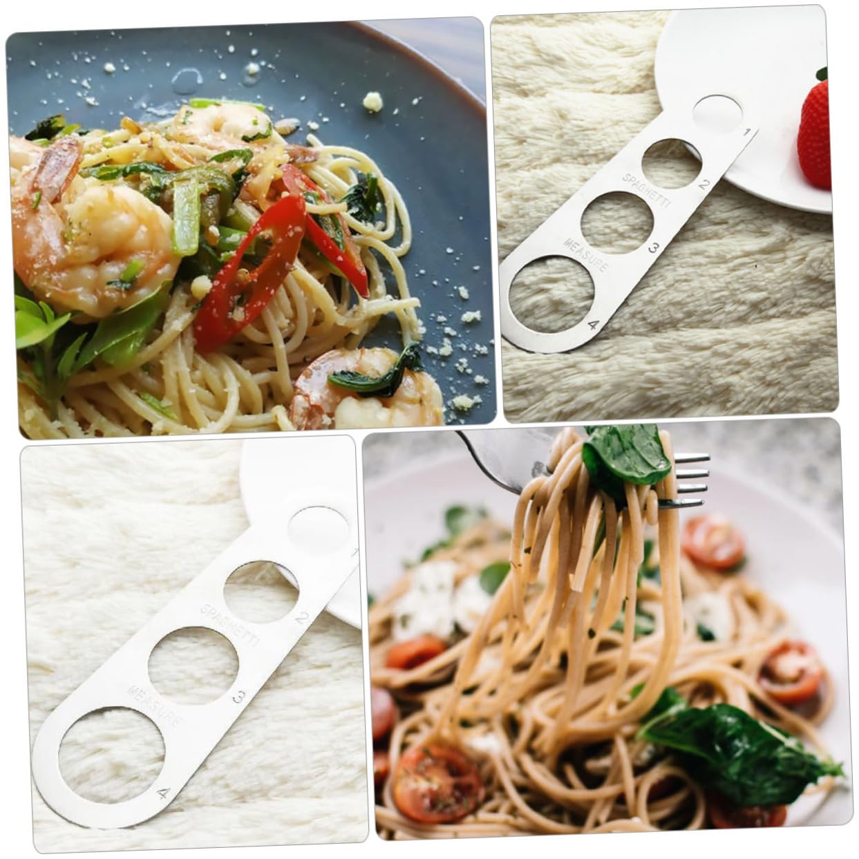 3-Piece Noodle Measuring Ruler Set - Spaghetti Portion Control Tool with 4 Holes - Perfect Kitchen Gadget for Measuring Pasta Portions | Ideal for Home Cooks, Restaurants & Meal Prep
