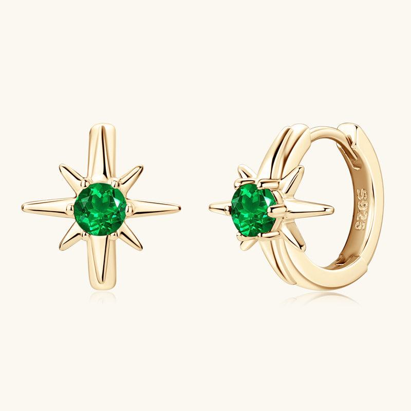 Romantic Star Emerald Hoop Earrings - Elegant Green Gemstone Jewelry for Women | Perfect for Date Night, Parties & Special Occasions