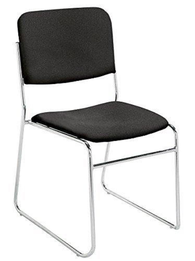 National Public Seating Fabric Padded Stack Chair - Ebony Black | Comfortable & Durable Stackable Chairs for Offices, Events & Classrooms