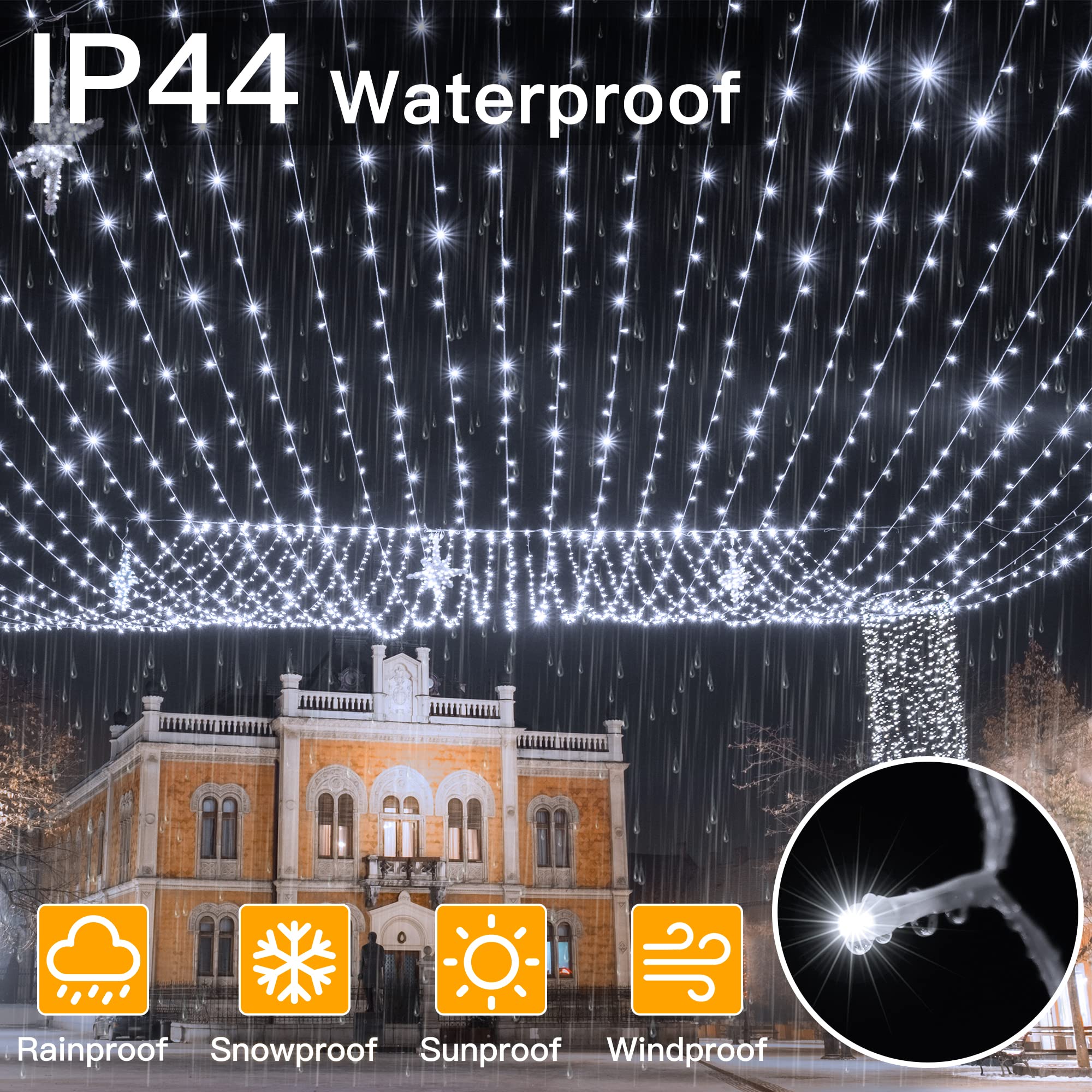 Ollny 800LED 262FT Outdoor String Lights - Waterproof Fairy Lights with Remote Control, 8 Modes Timer & Dimmable - Perfect for Christmas, Patio, Garden, Bedroom, Camping & Indoor Decor