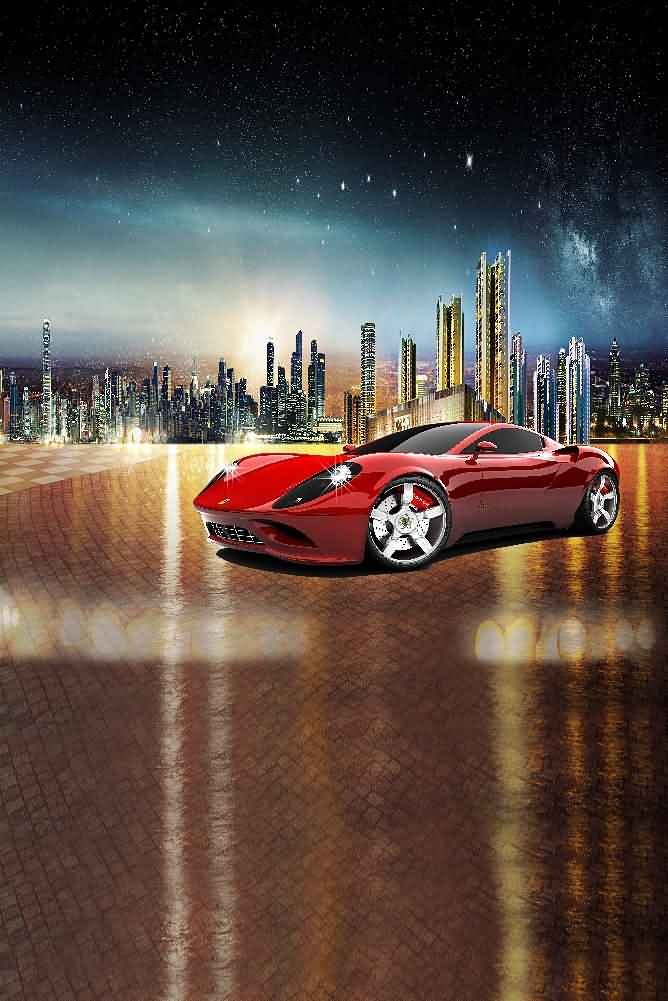 Luxury Car Backdrop 8x12ft - City Streets Theme for Photography