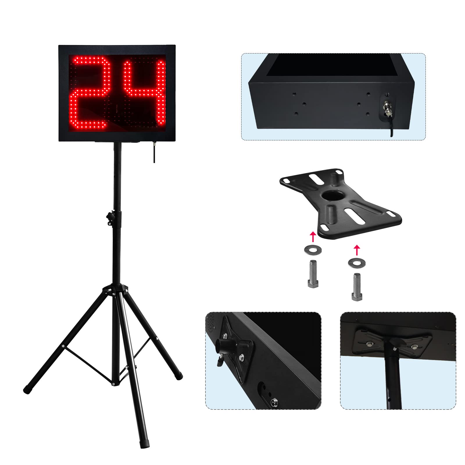 2 Pack Basketball Shot Clock Timer with 14/24 Second Countdown, Portable Buzzer & Tripod Mount (Includes 1 Tripod) - Perfect for Games, Practice, and Training Sessions