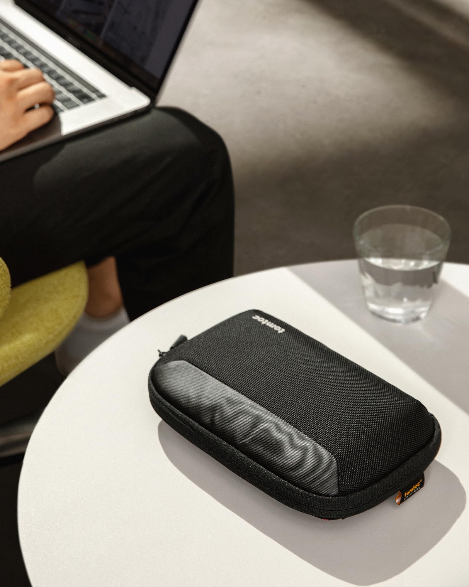 tomtoc Waterproof Travel Cable Organizer Pouch - Portable Electronics Accessories Case for Chargers, Cables, USB Drives & More (Black) | Perfect for Business Trips, Commuting & Daily Organization