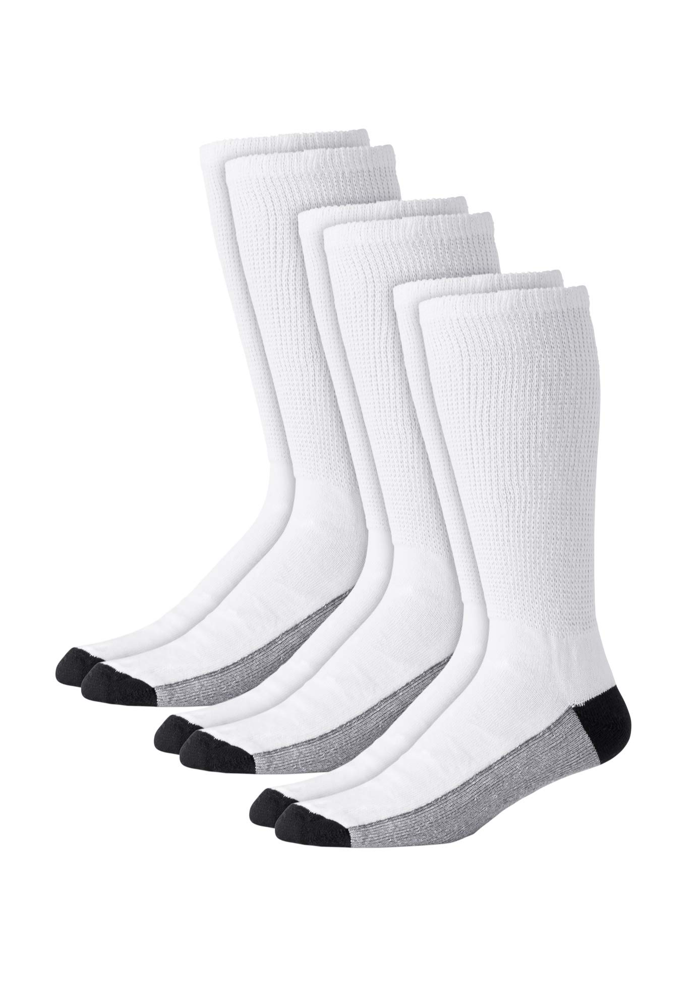 KingSize Men's Full Length Cushioned Crew Socks 3-Pack - Comfortable & Durable Cotton Socks for Work, Sports & Everyday Wear