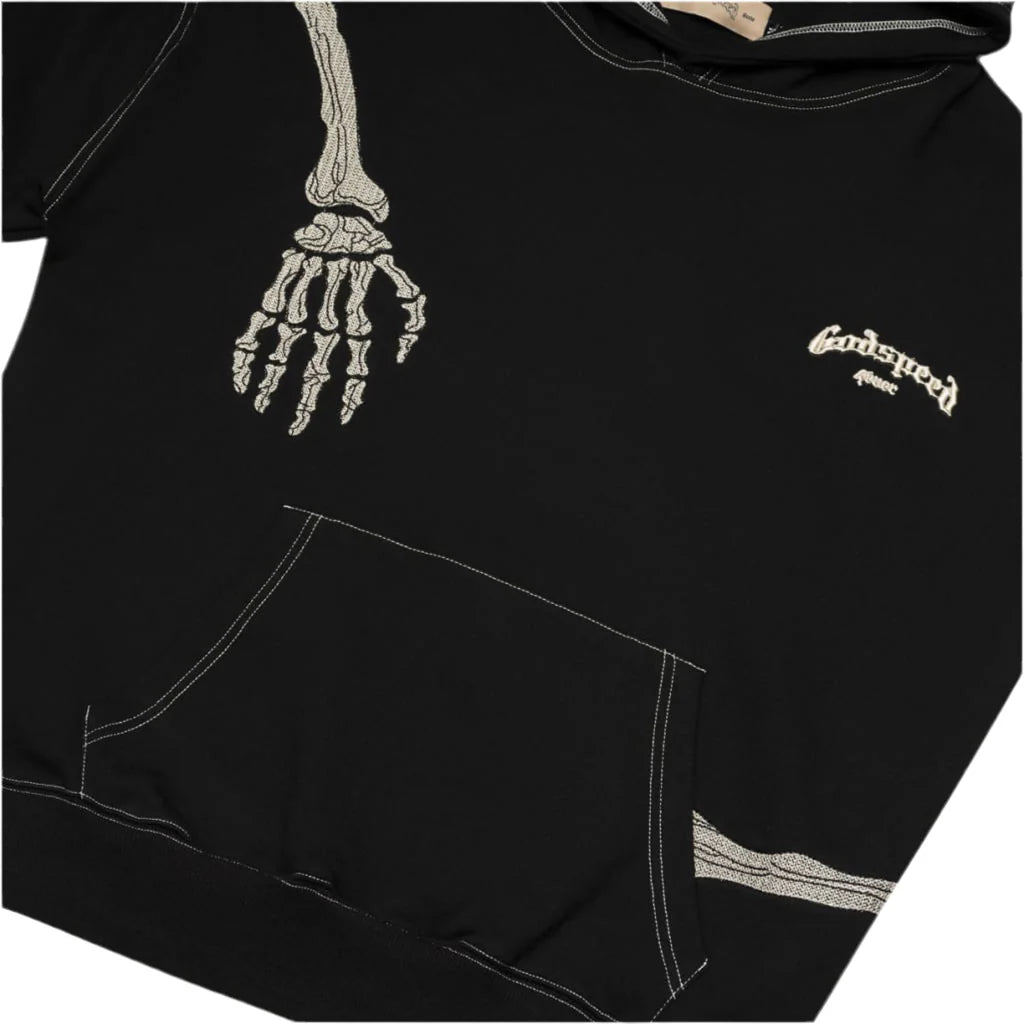 GODSPEED R.O.D White Stitch Hoodie - Black Men's Streetwear Pullover Sweatshirt | Urban Fashion for Casual Wear & Street Style