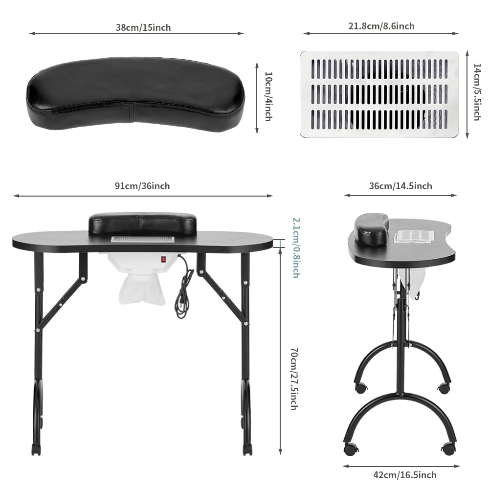LEIBOU Professional Folding Portable Nail Table - 35