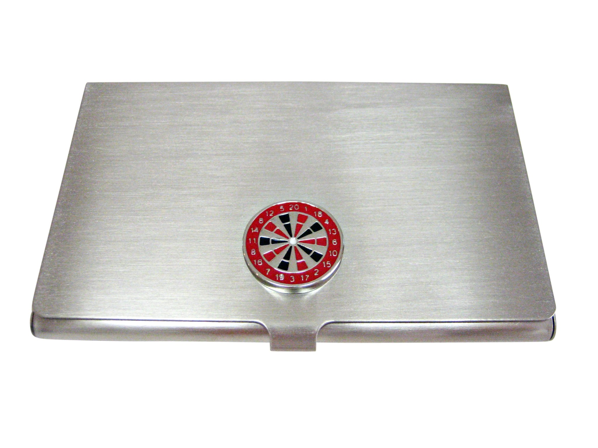 Kiola Designs Red Dartboard Business Card Holder - Unique Office Desk Organizer for Business Cards, Perfect for Corporate Gifts, Home Office & Professional Workspace Decor