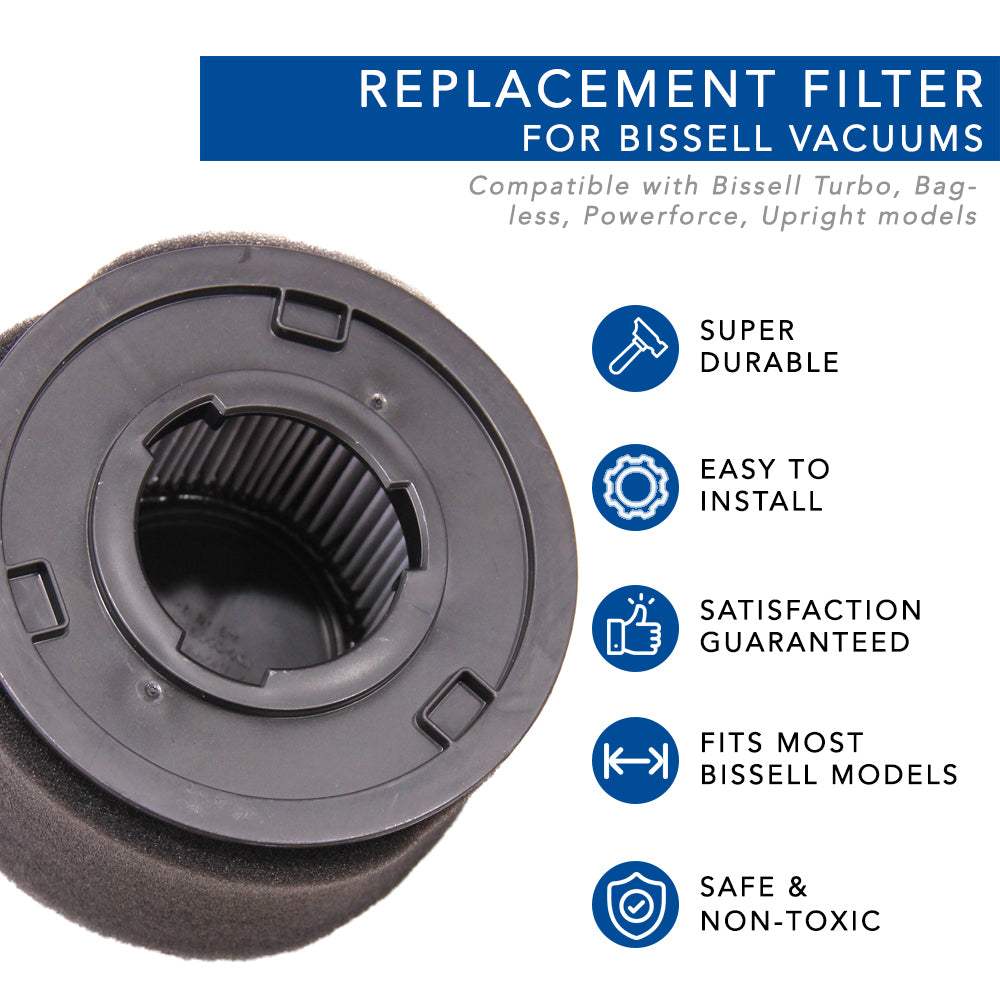Bissell 68C7 Powerforce Bagless Turbo Upright Vacuum Replacement HEPA Foam Filter Set (Part #2037913) - Compatible with 2037913, Improves Air Quality for Allergy & Pet Hair Cleaning