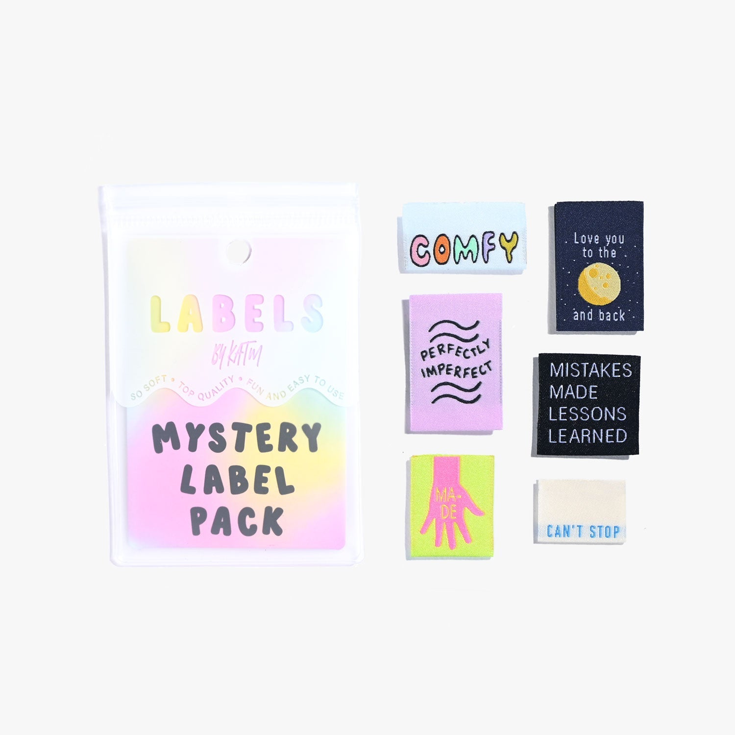 Kylie and the Machine 6-Pack Sew-In Clothing Labels - Customizable Mystery Pack for DIY Garments & Handmade Crafts