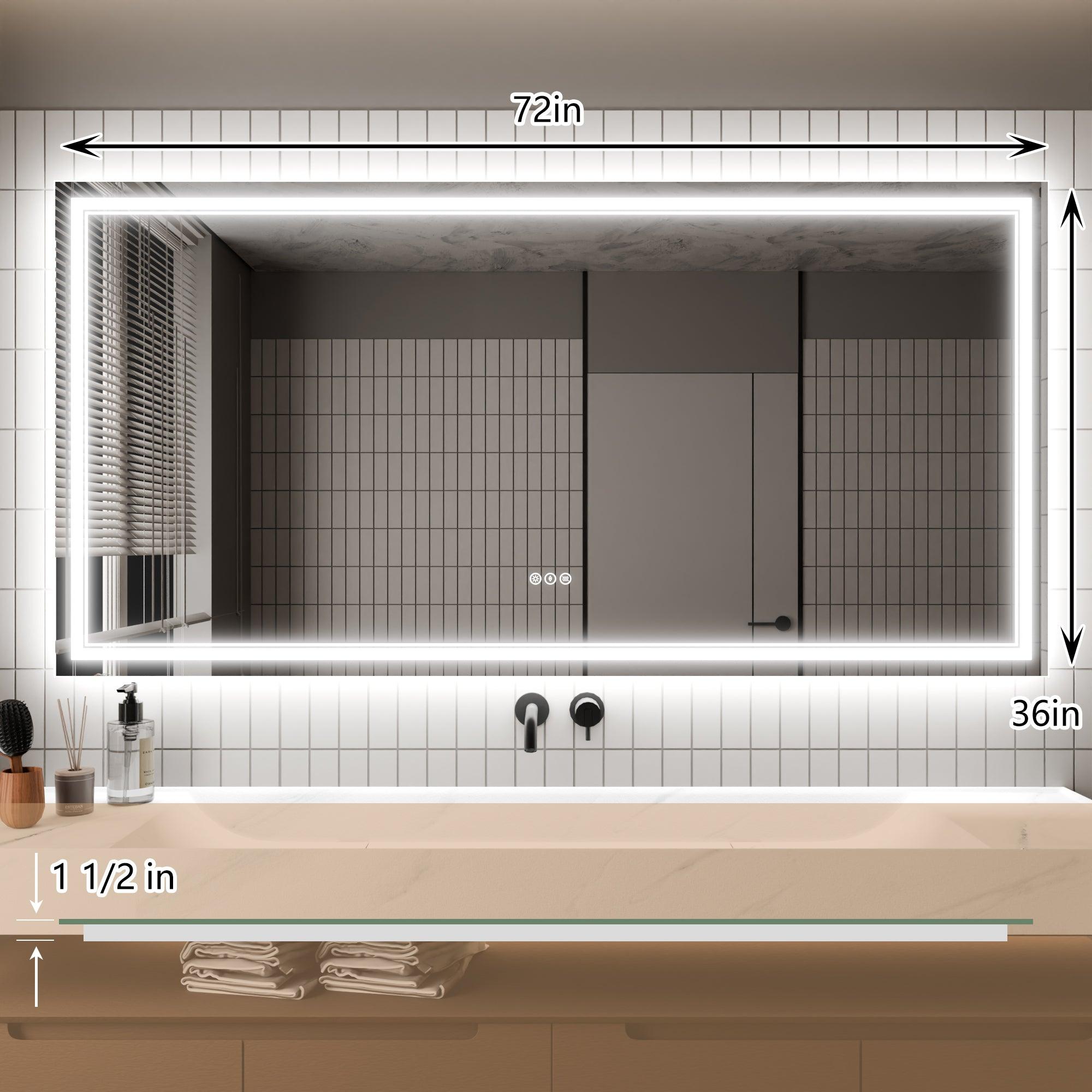 Anti-Fog LED Bathroom Mirror with Dimmable Backlit & Touch Switch - GlareGuard Illuminated Vanity Mirror for Makeup, Shaving & Home Decor