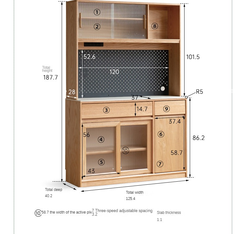 Solid Oak Wood Rock Board Modern Sideboard - Stylish Storage Cabinet for Living Room, Dining Room, or Entryway