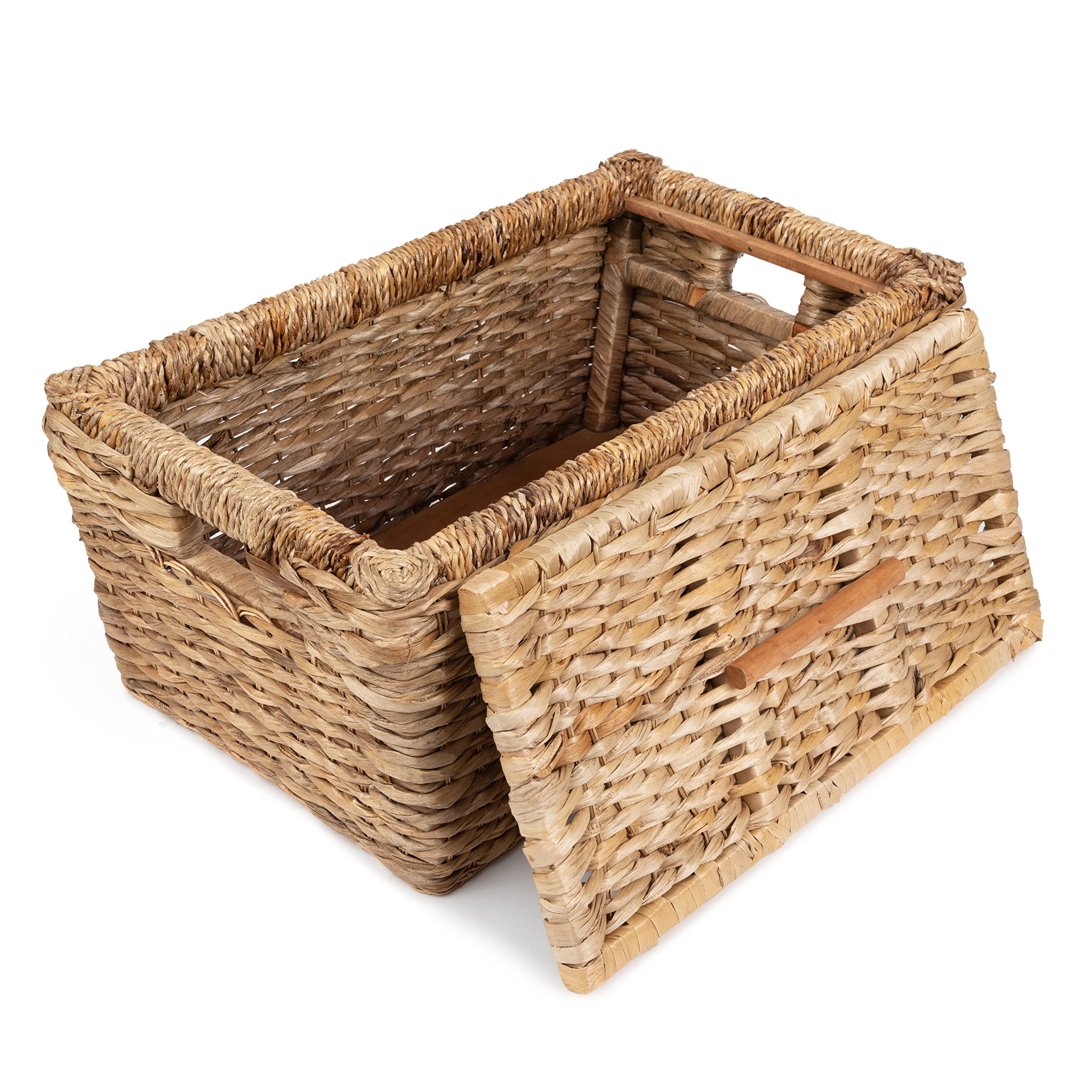 Large Wicker Storage Basket with Lid - Rattan Woven Rectangular Organizer Box for Laundry, Toys, Books & Blankets | Handmade Toy Chest & Pillow Organizer | Perfect for Nursery, Living Room & Bedroom Storage