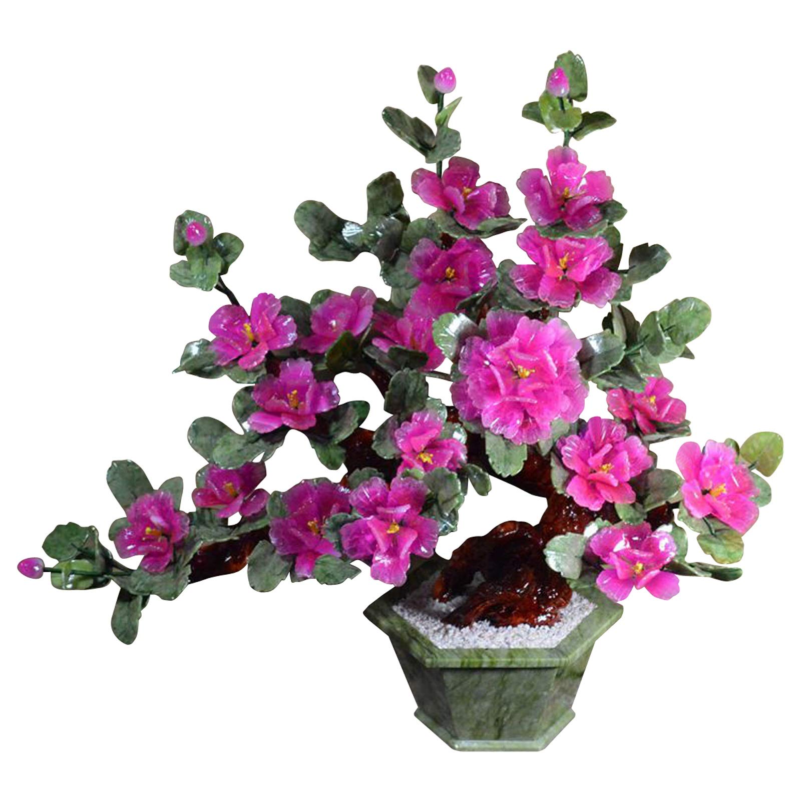 Artificial Potted Plants - Realistic Peony Bonsai with Jade Carved Design, Faux Flower Arrangement for Home & Office Decor | Perfect for Living Room, Bedroom, Desk & Indoor Spaces