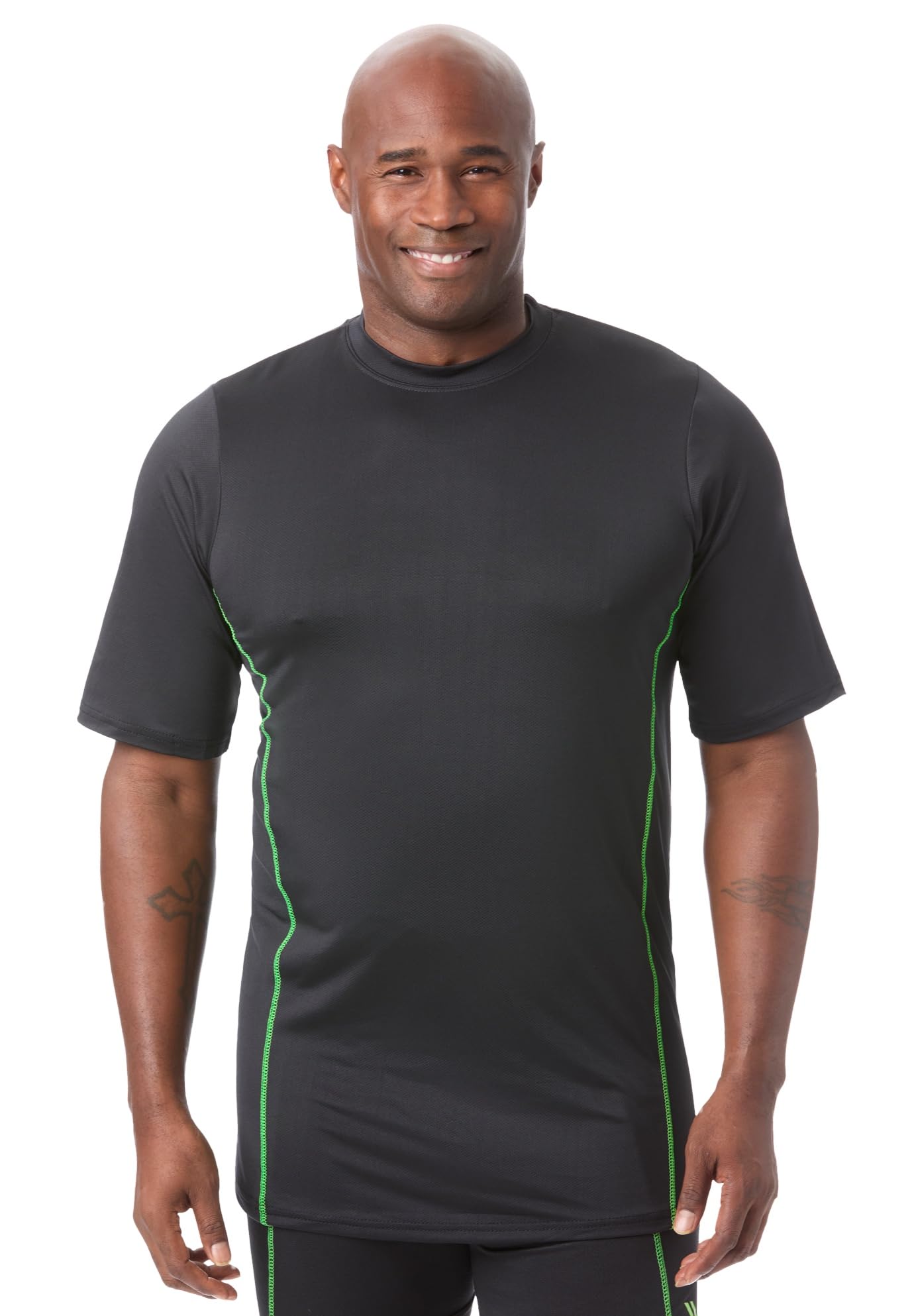 KingSize Men's Big & Tall Performance Crewneck Undershirt 2-Pack - Moisture Wicking Breathable Shirts for Workout & Everyday Wear - Plus Size Comfort Fit Base Layer for Active Men