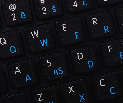 MAC Czech - English Keyboard Decals Non-Transparent Black/White Background for Desktop Laptop Notebook - Perfect for Typing, Coding & Multilingual Computing