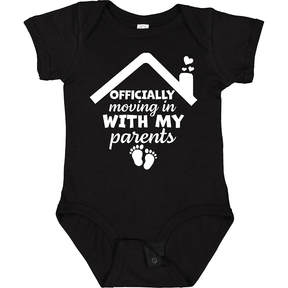 Inktastic NICU Graduate Officially Moving in with My Parents Baby Bodysuit - Soft Cotton Infant Onesie for Newborns & Preemies - Perfect for NICU Graduation, Coming Home & Family Photos