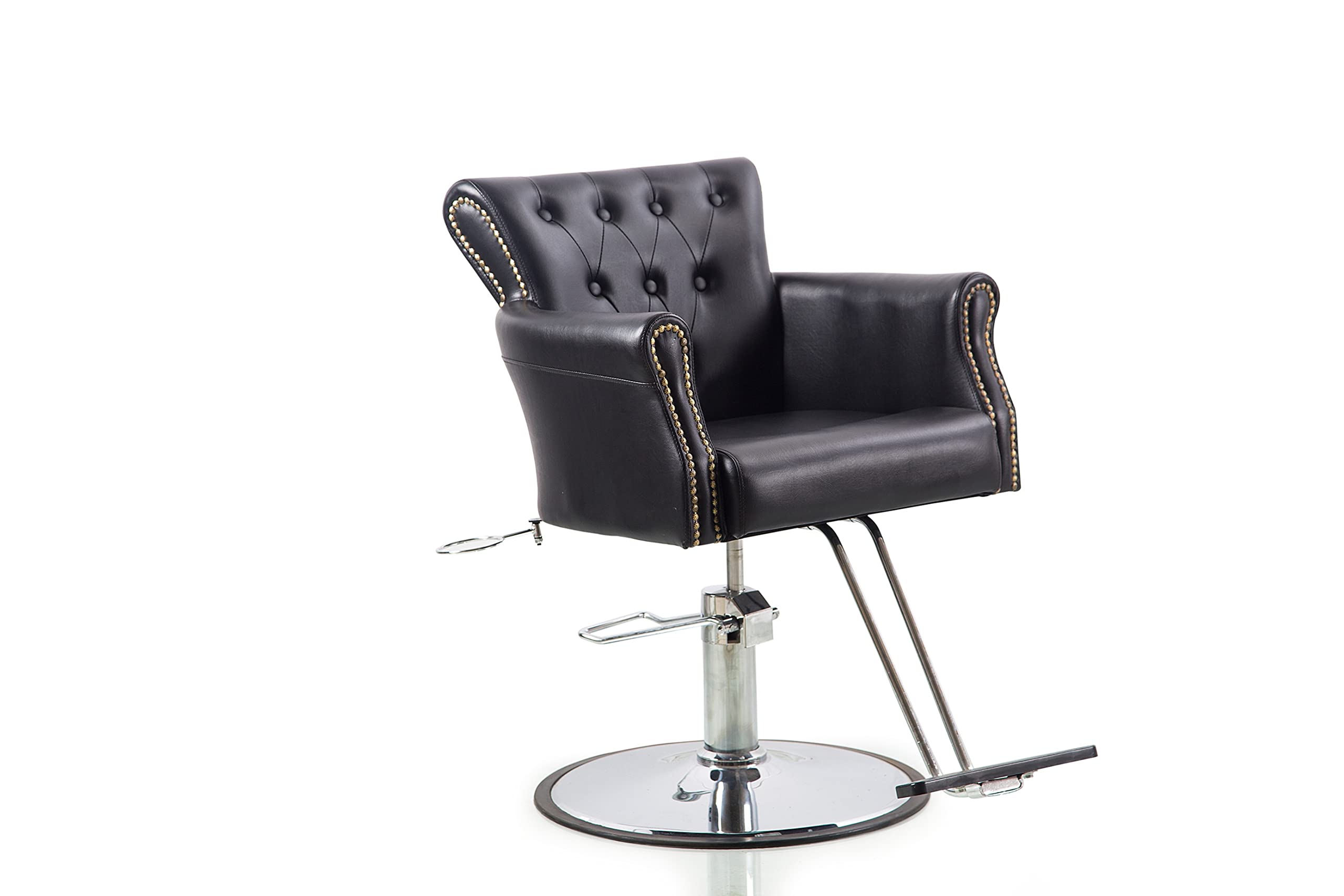 Professional Salon Chair for Hair Stylists & Barbers - Vintage Style Beauty Chair with Adjustable Height & Swivel Base - Perfect for Home Salons, Barber Shops & Beauty Parlors (Black)