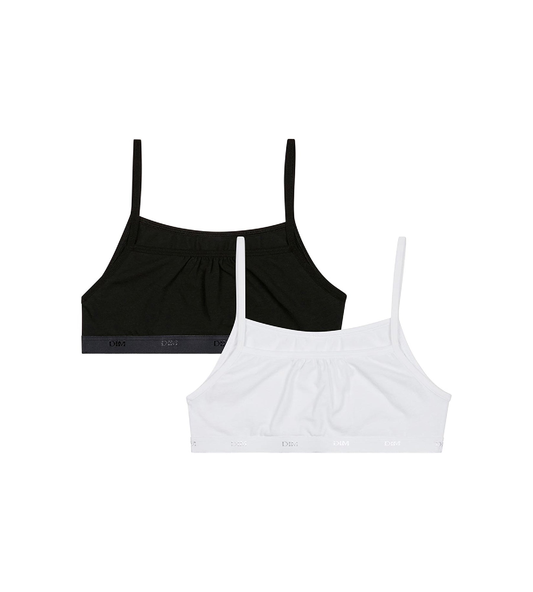 2-Pack Girls' Cotton Stretch Bralettes - Black & White with Pockets | Soft & Comfortable for School, Sports & Everyday Wear