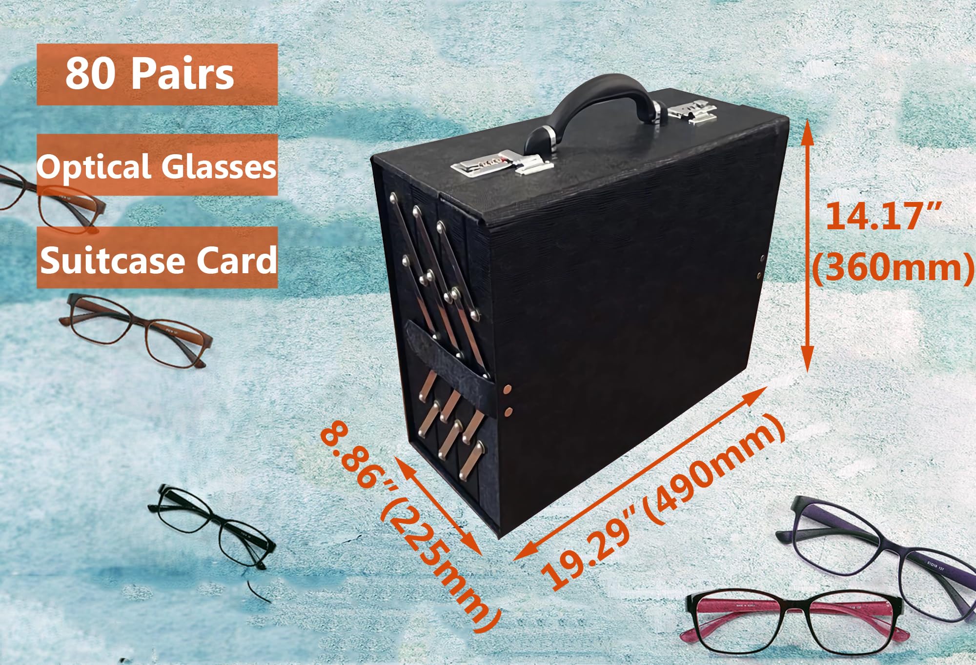 INTSUPERMAI Foldable PU Leather Eyeglasses Storage Organizer with Password Lock - Portable Eyewear Display Case for Travel, Home & Office Organization