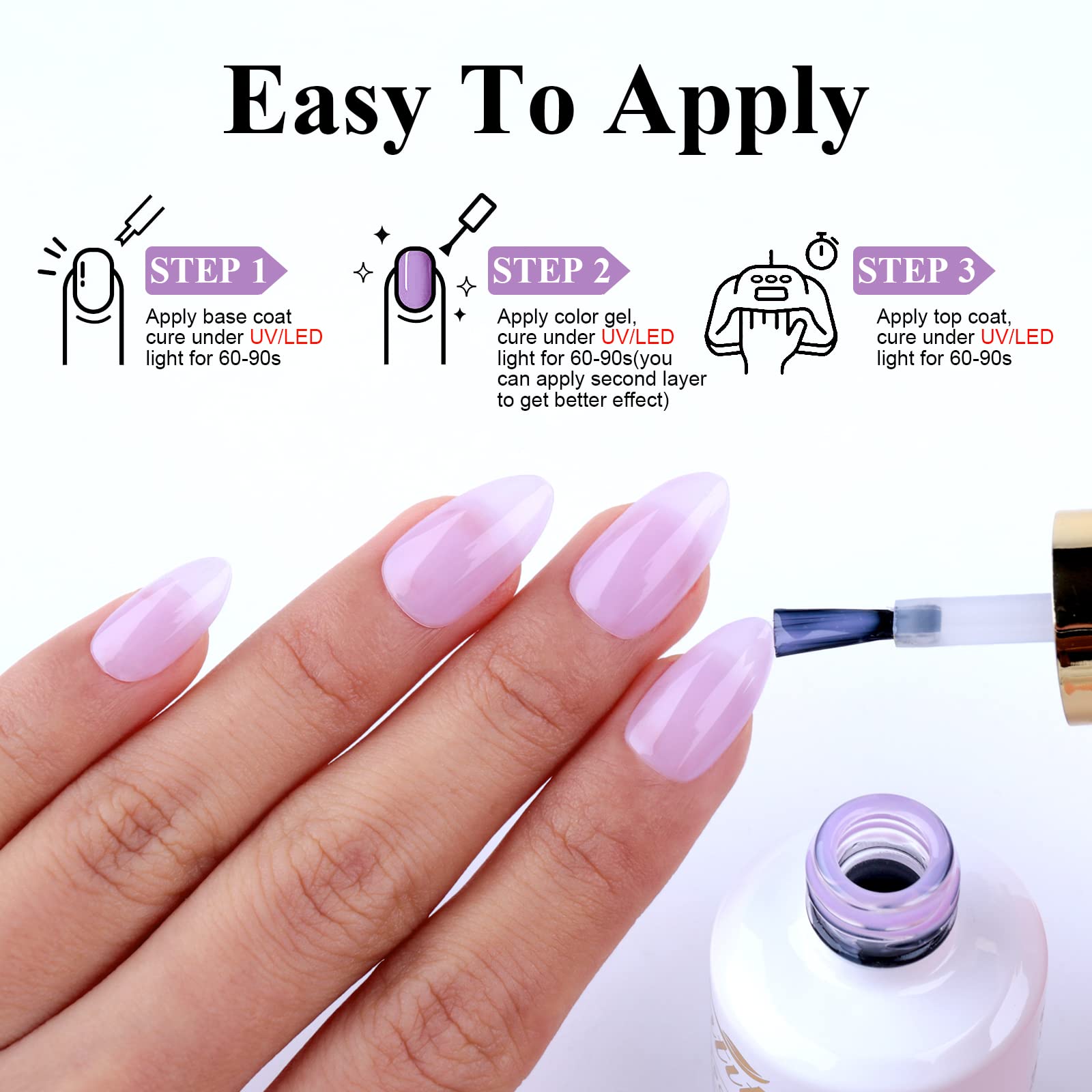 **Imtiti Jelly Gel Polish - 0.5 Fl Oz Lavender Purple Soak Off LED/UV Nail Polish - Long-Lasting Manicure & Nail Art Kit for Salon & Home Use**    *(场景: Perfect for DIY nail art, salon professionals, and at-home manicures with long-lasting, vibrant color.)*